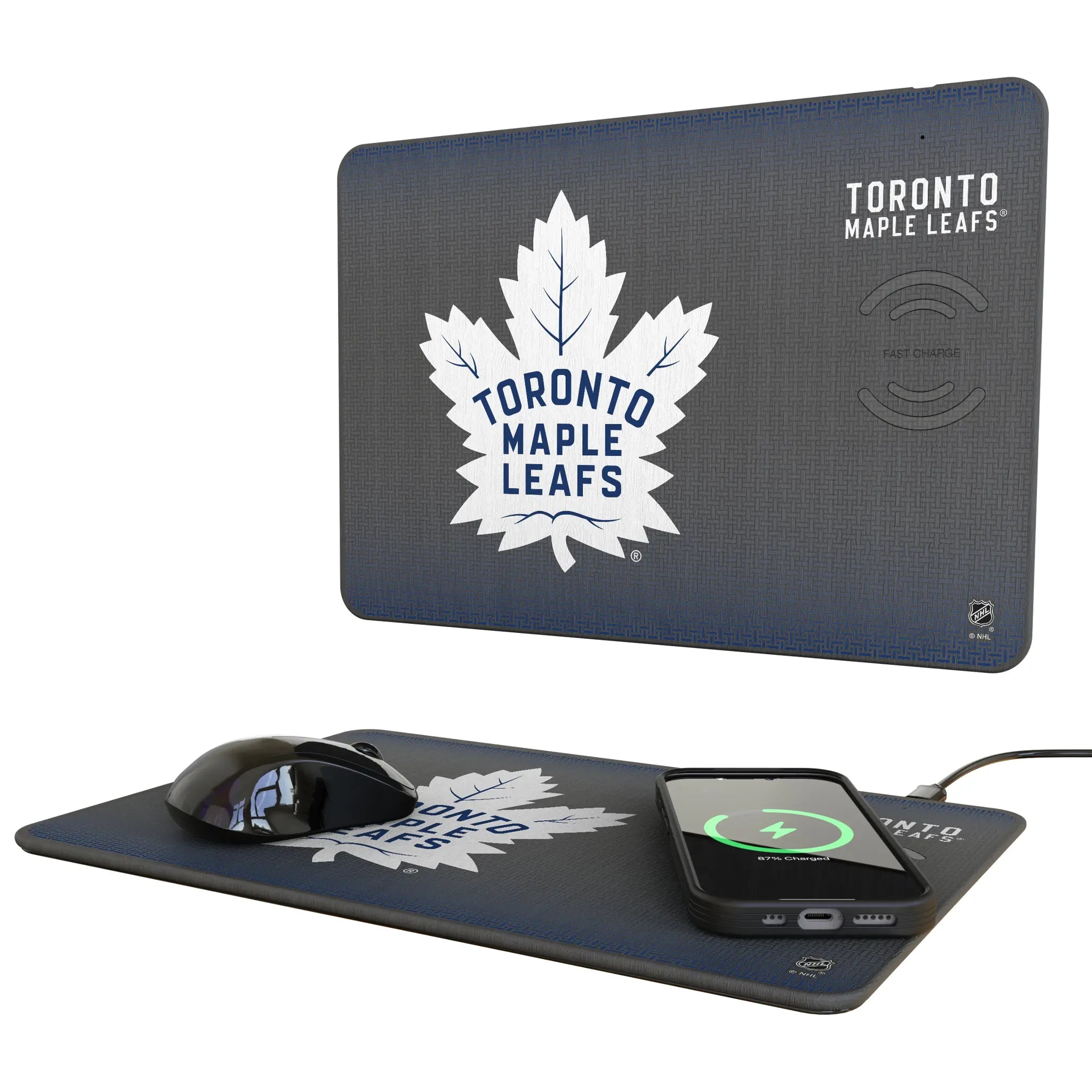 Toronto Maple Leafs Linen 15-Watt Wireless Charger and Mouse Pad