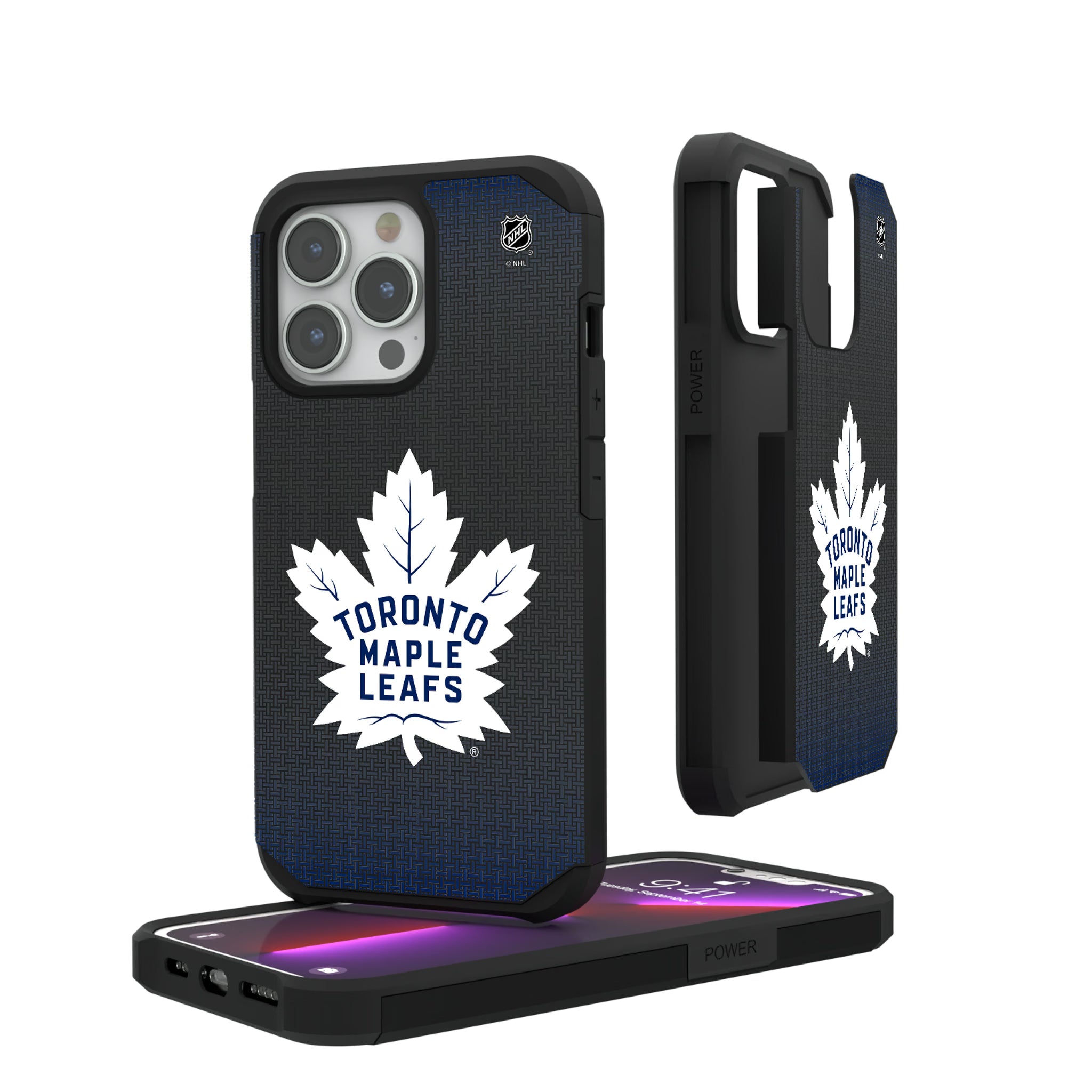 Toronto Maple Leafs Linen iPhone Rugged Phone Case for Apple iPhone#Device_iPhone 13 Pro