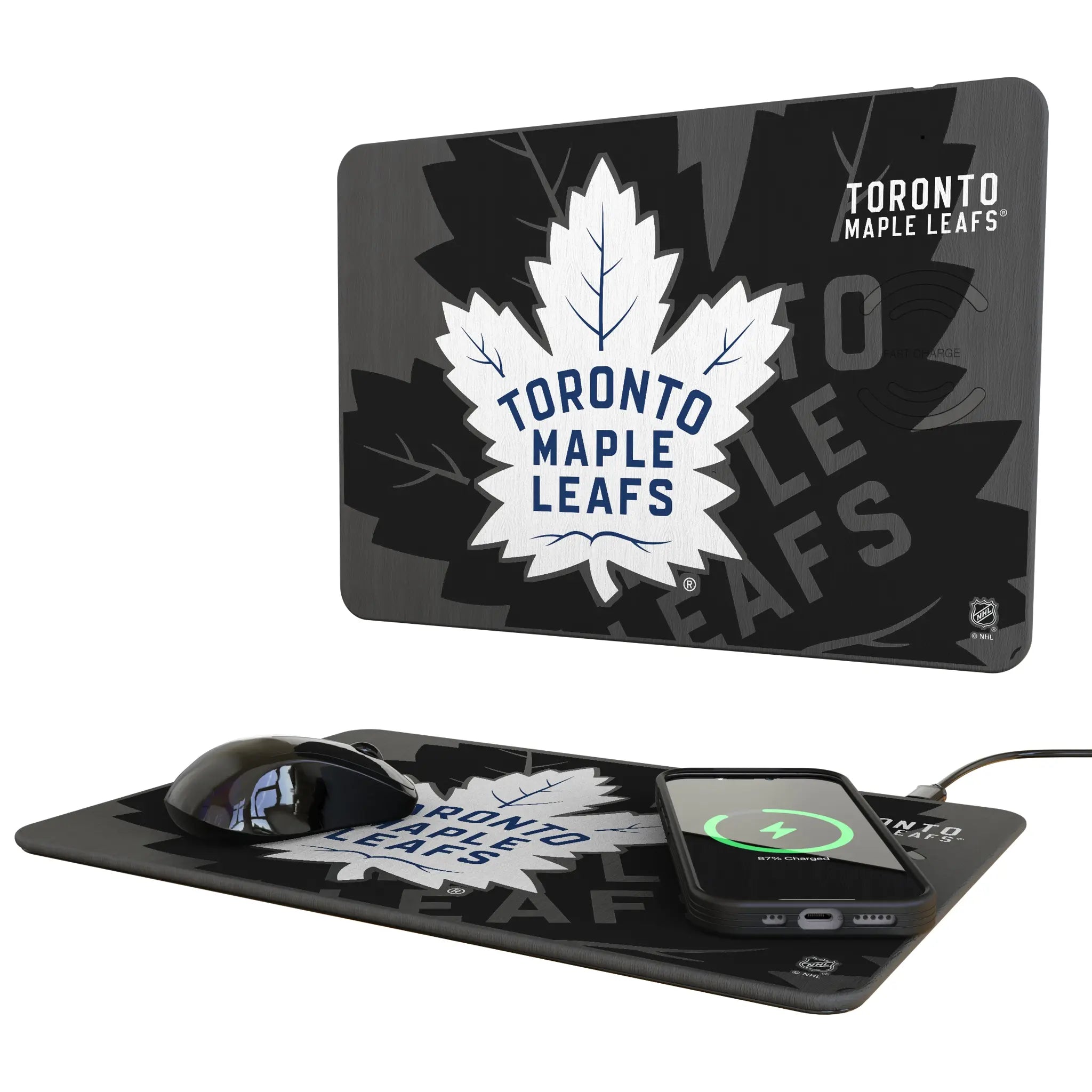 Toronto Maple Leafs Monocolor Tilt 15-Watt Wireless Charger and Mouse Pad