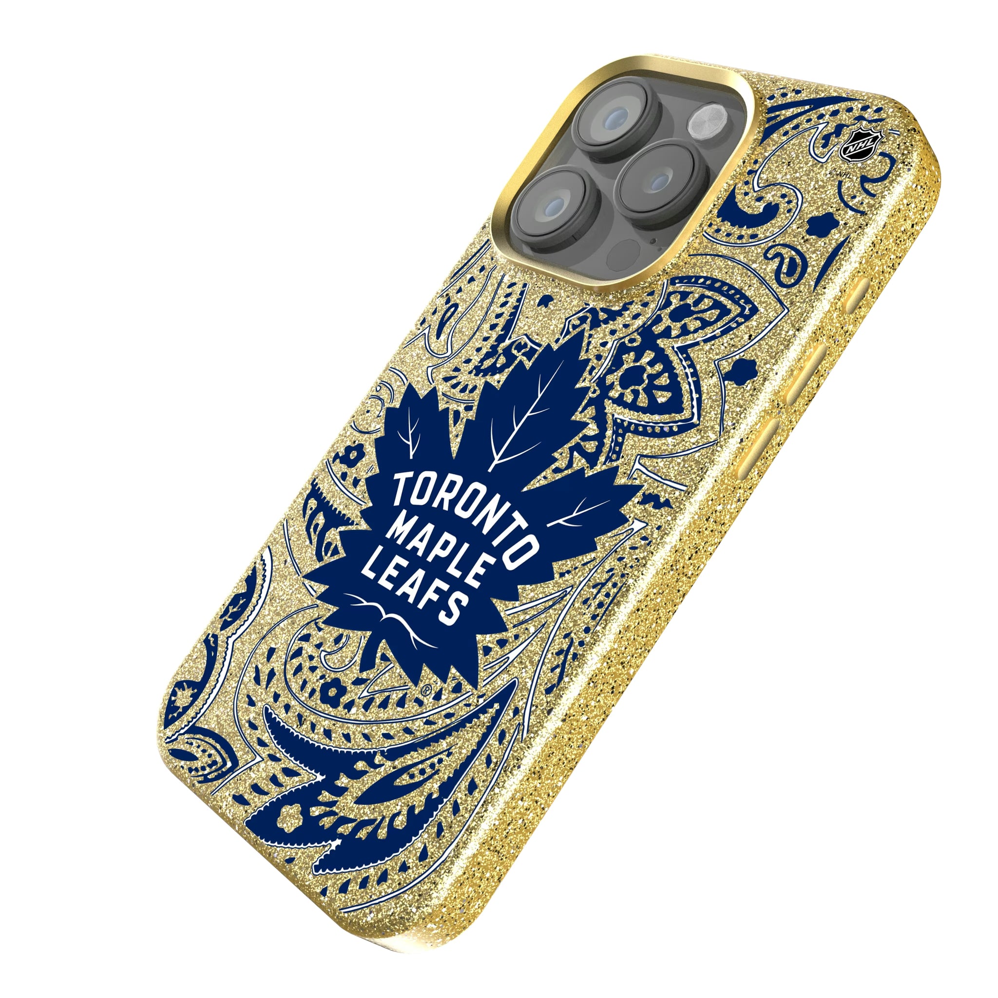 Toronto Maple Leafs Paisley iPhone Bling Phone Case for Apple iPhone - Isometric View