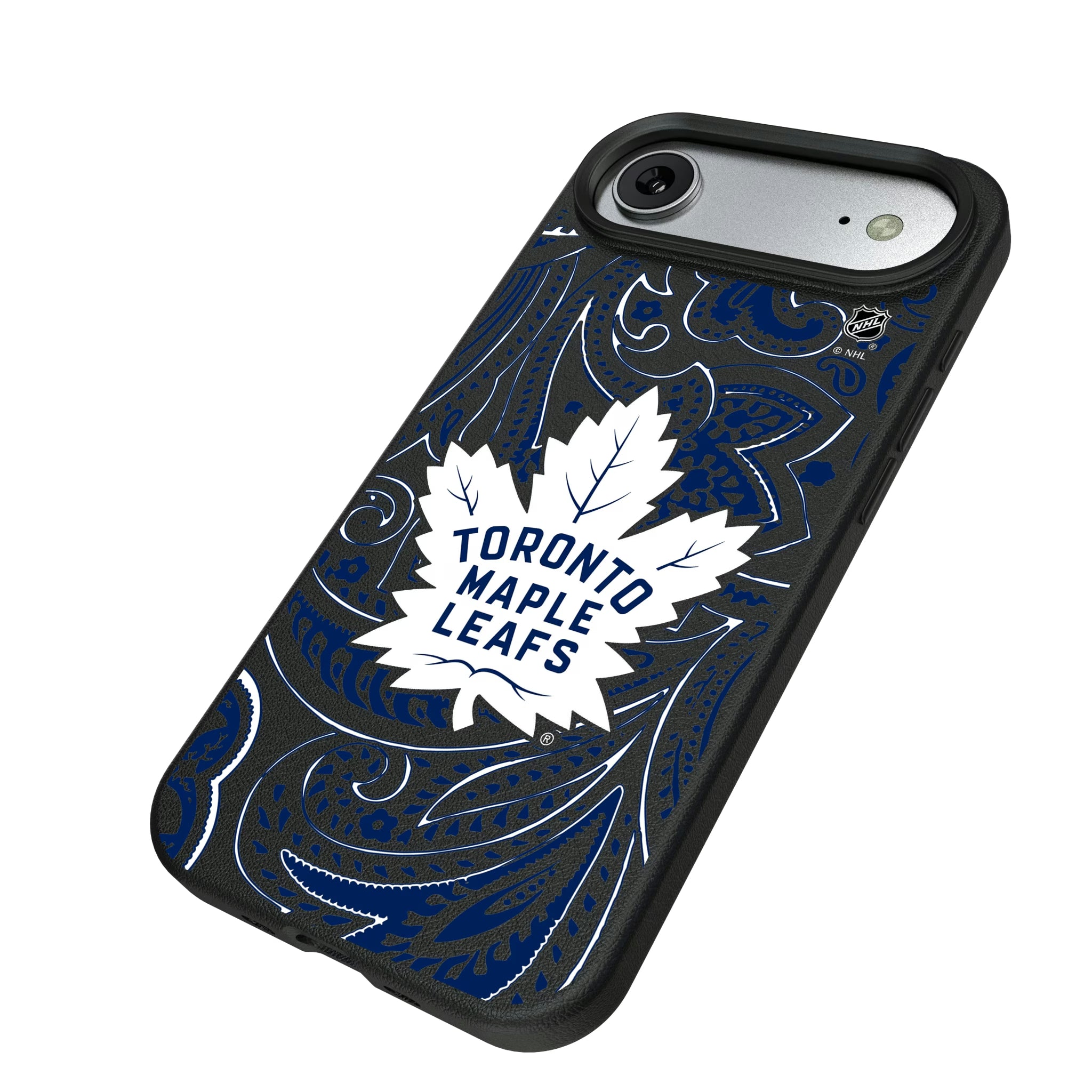 Toronto Maple Leafs Paisley iPhone MagSafe Compatible Phone Case for Apple iPhone - Isometric View#Device_iPhone Air