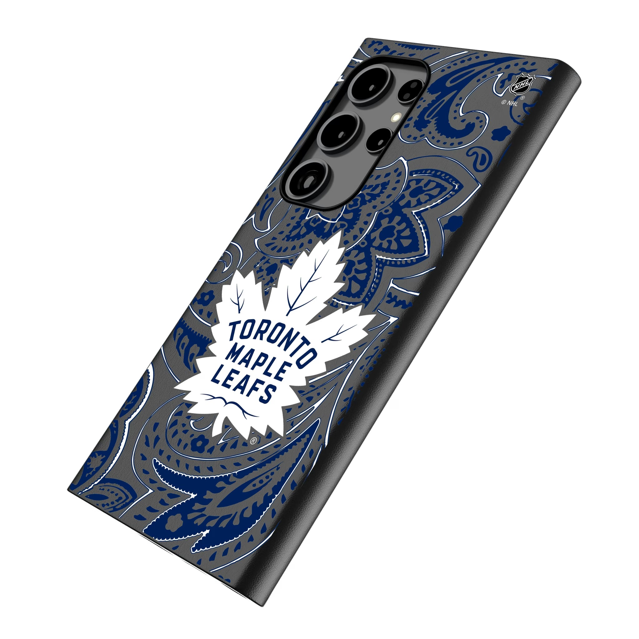 Toronto Maple Leafs Paisley Galaxy MagSafe Compatible Phone Case for Samsung Galaxy - Isometric View