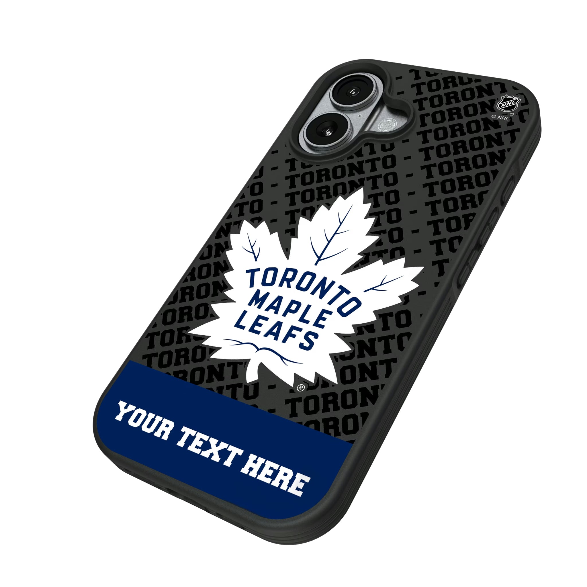 Toronto Maple Leafs Personalized EndZone Plus iPhone Bump Phone Case for Apple iPhone - Isometric View#Device_iPhone 17