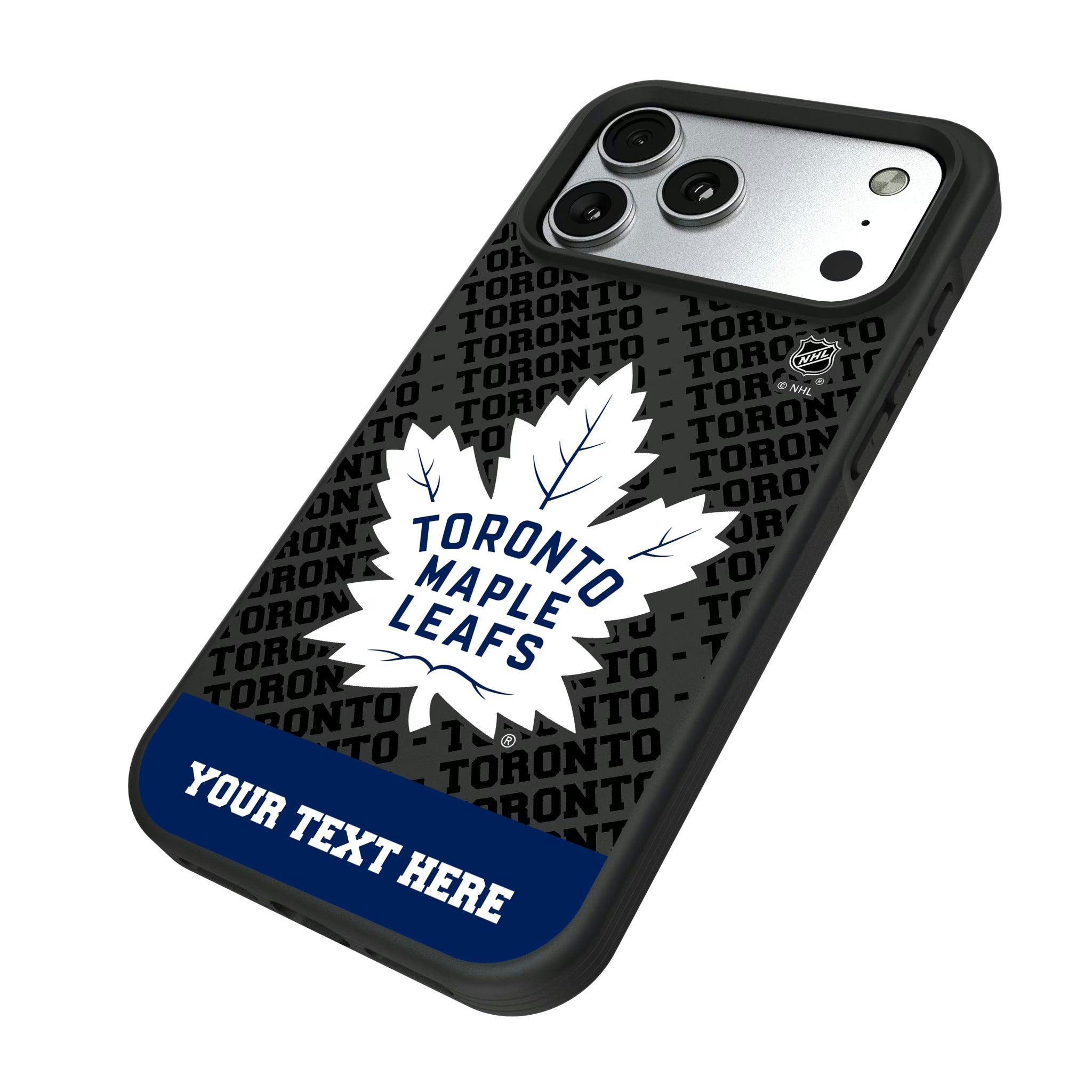 Toronto Maple Leafs Personalized EndZone Plus iPhone Bump Phone Case for Apple iPhone - Isometric View#Device_iPhone 17 Pro Max