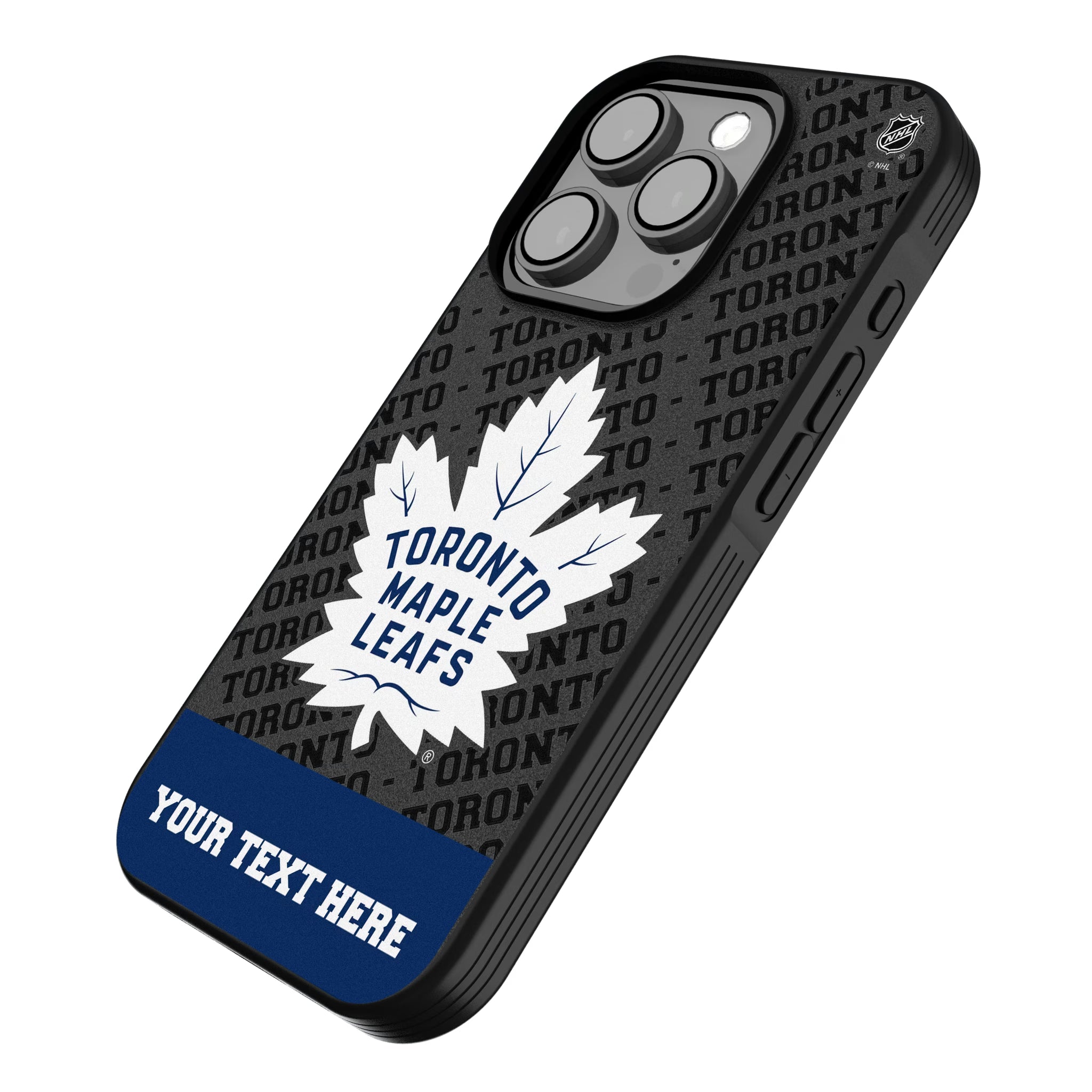 Toronto Maple Leafs Personalized EndZone Plus iPhone Bump Phone Case for Apple iPhone - Isometric View