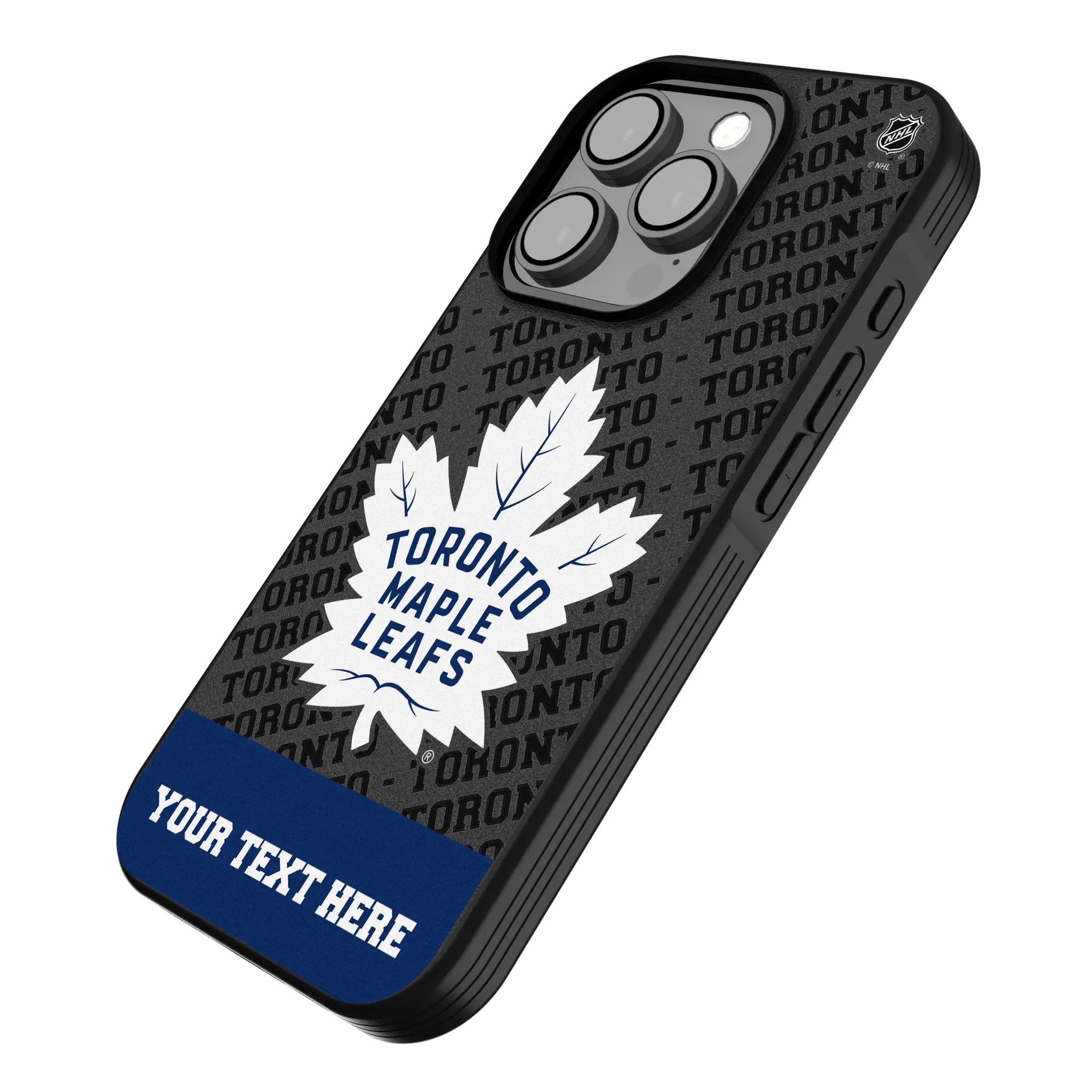 Toronto Maple Leafs Personalized EndZone Plus iPhone Bump Phone Case for Apple iPhone - Isometric View