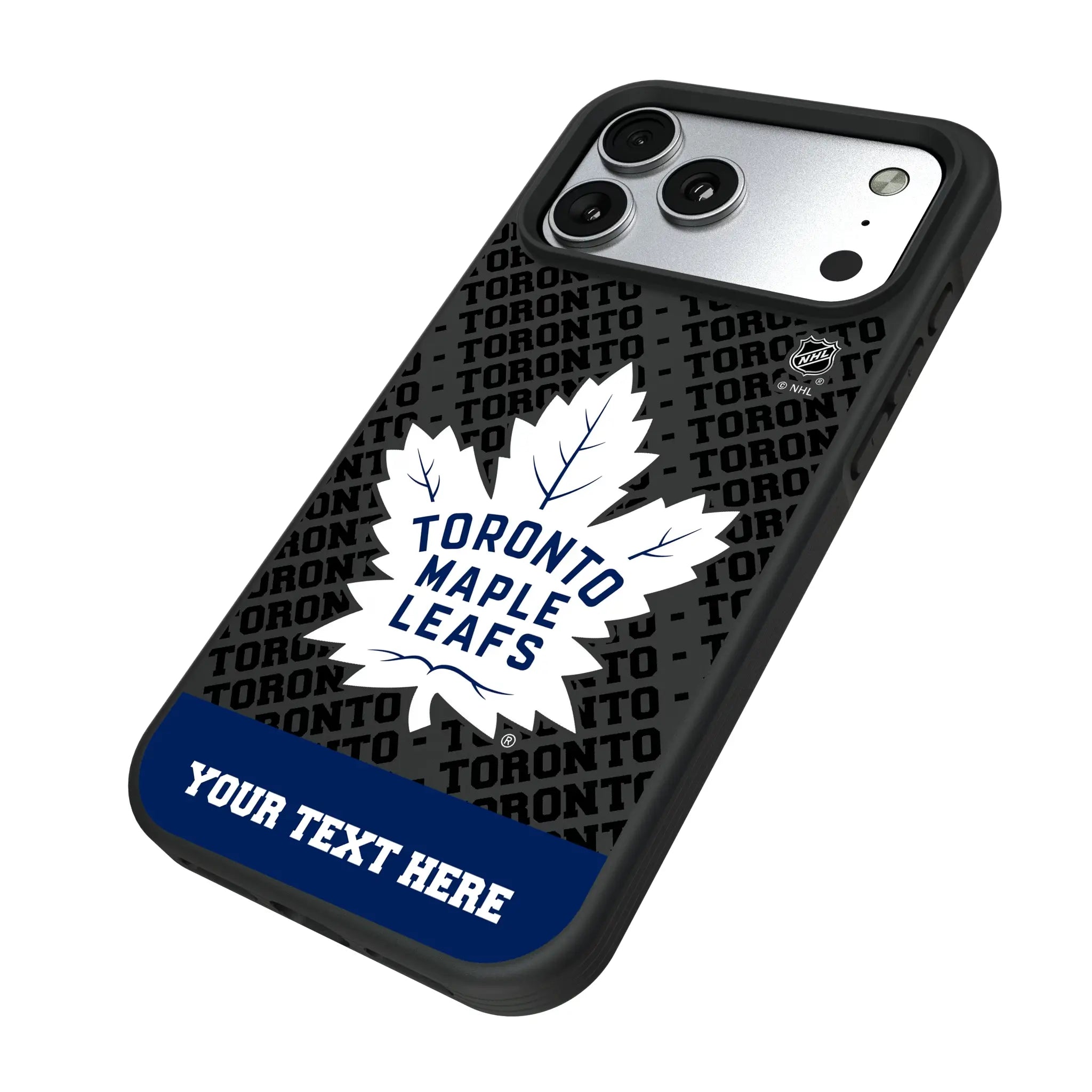 Toronto Maple Leafs Personalized EndZone Plus iPhone Bump Phone Case for Apple iPhone - Isometric View#Device_iPhone 17 Pro Max