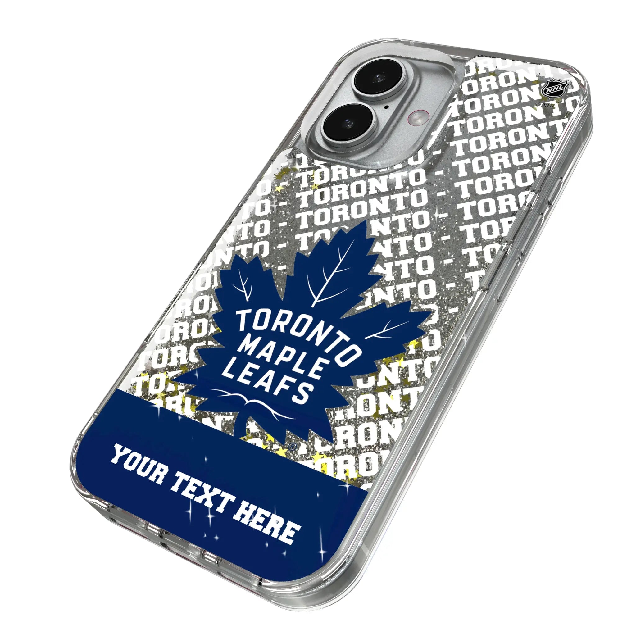 Toronto Maple Leafs Personalized EndZone Plus iPhone Glitter Phone Case for Apple iPhone - Isometric View
