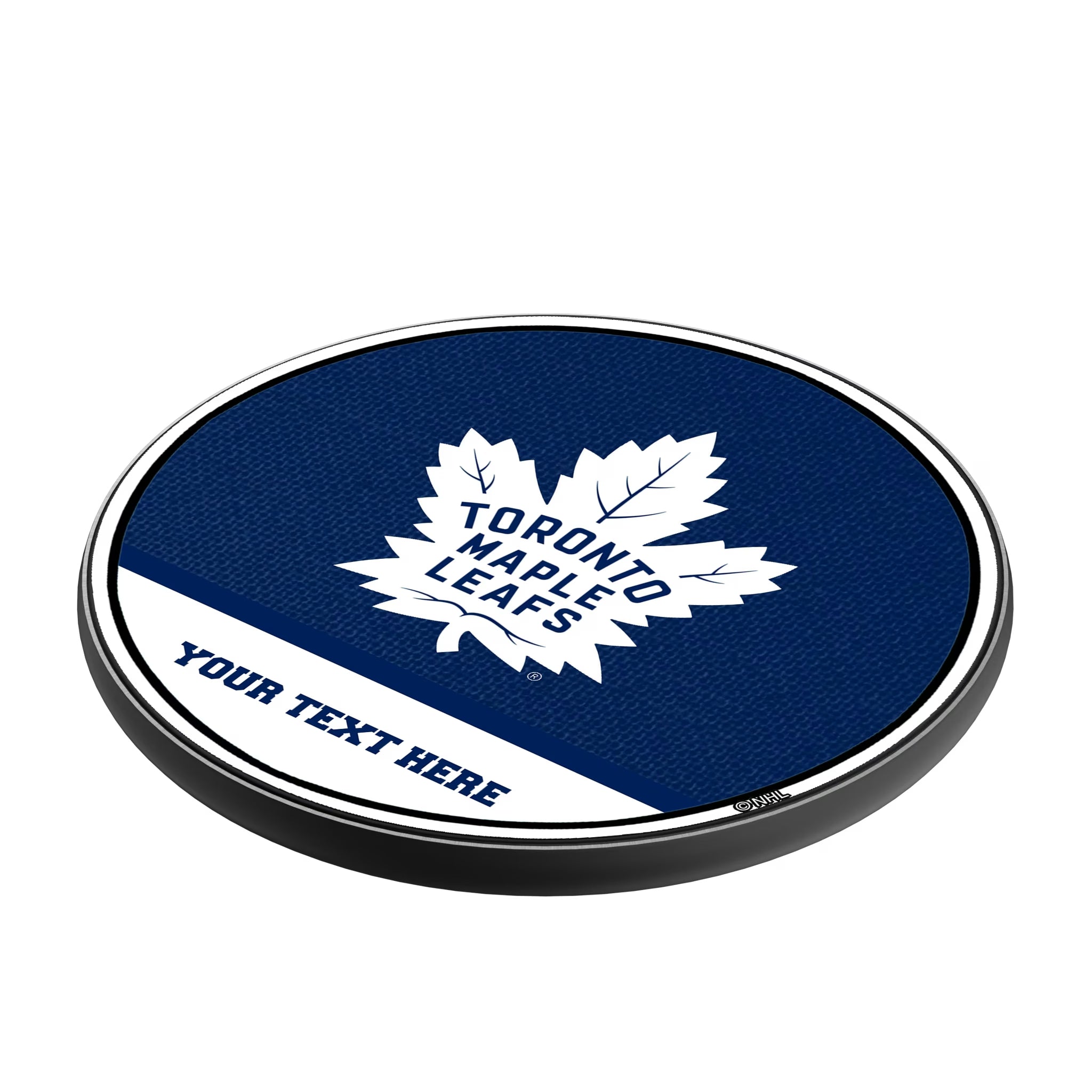 Toronto Maple Leafs Personalized Endzone Solid 15-Watt Wireless Charger - Isometric View