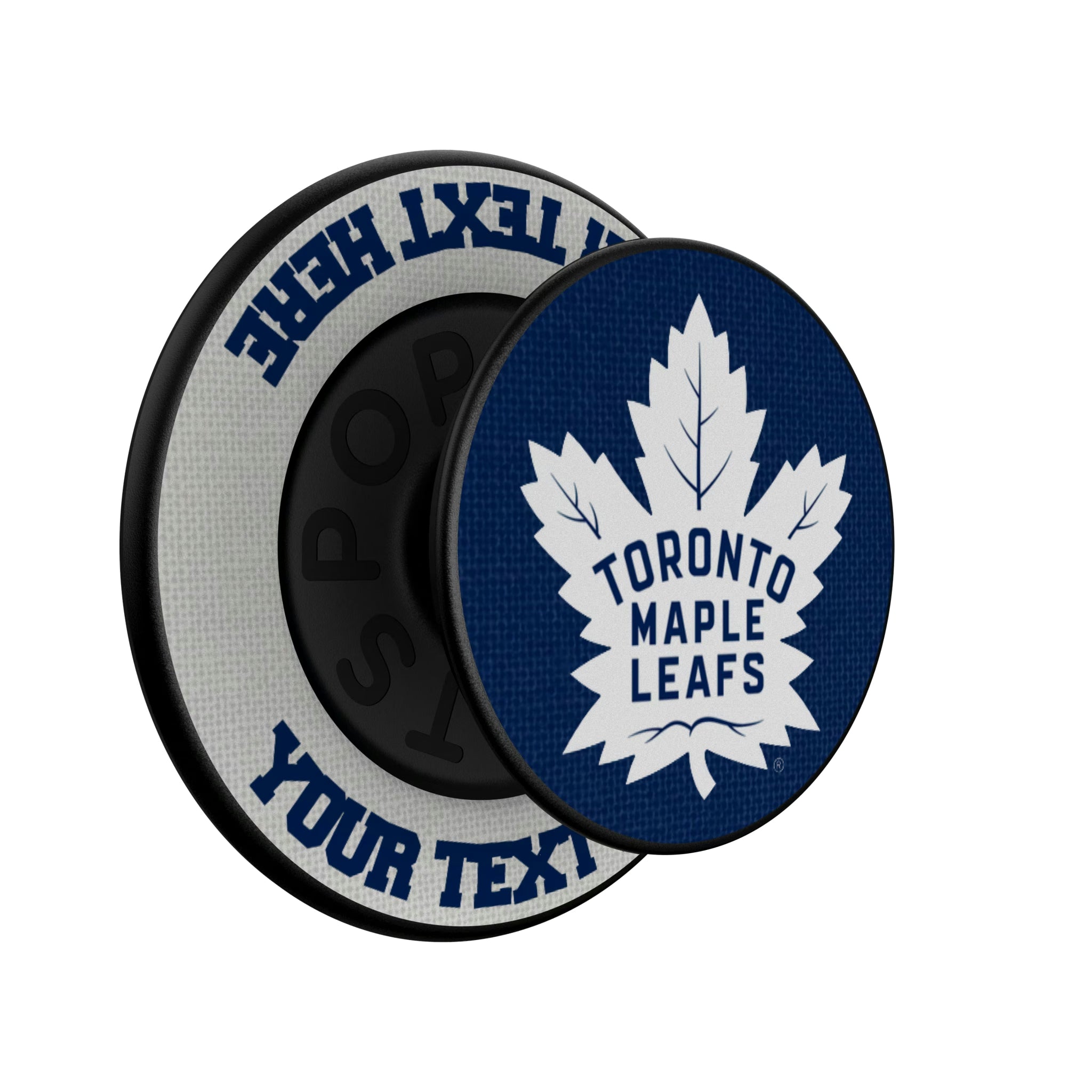 Toronto Maple Leafs Personalized Endzone Solid Popsockets Round Magnetic - Isometric View