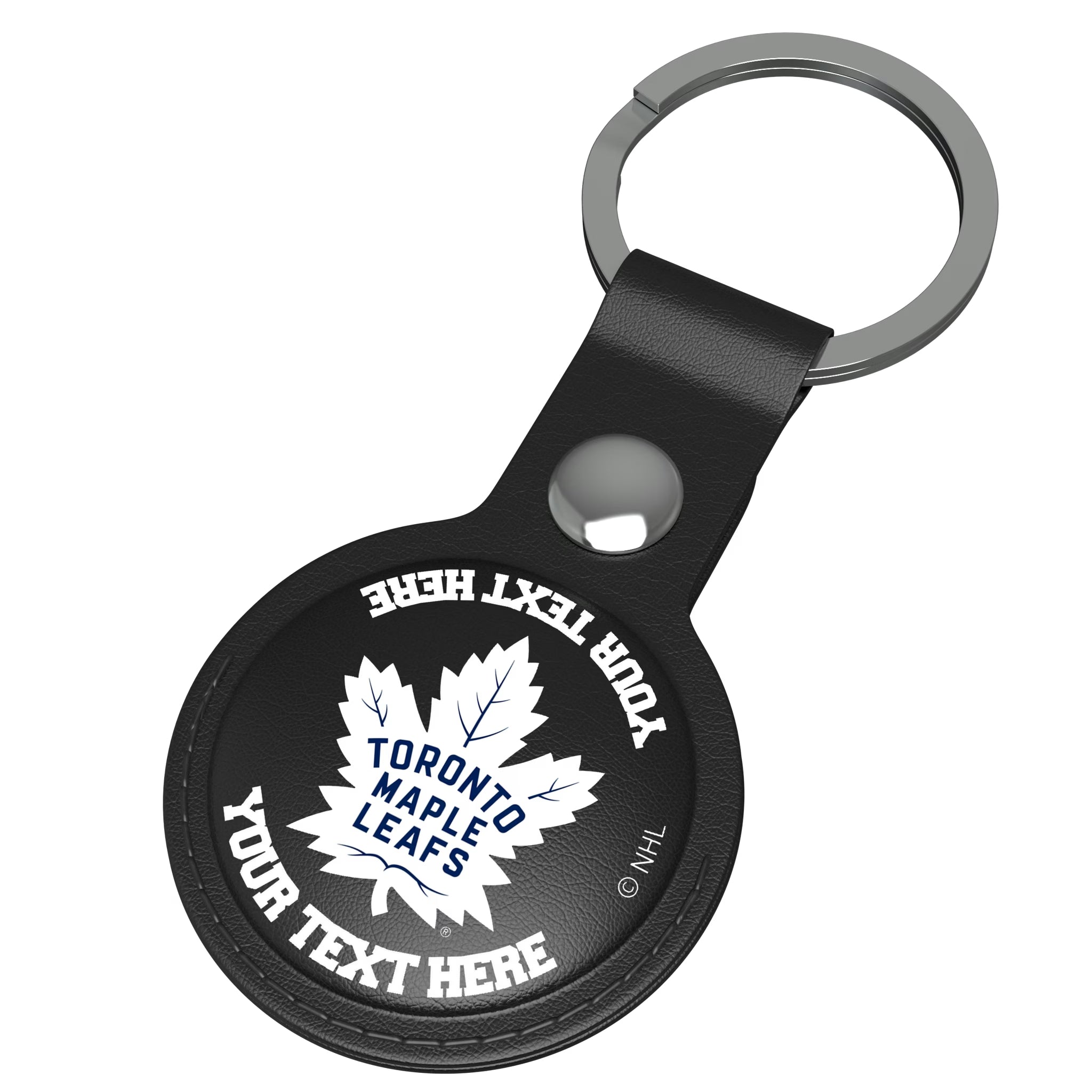 Toronto Maple Leafs Personalized Insignia AirTag Black Airtag Holder - Isometric View