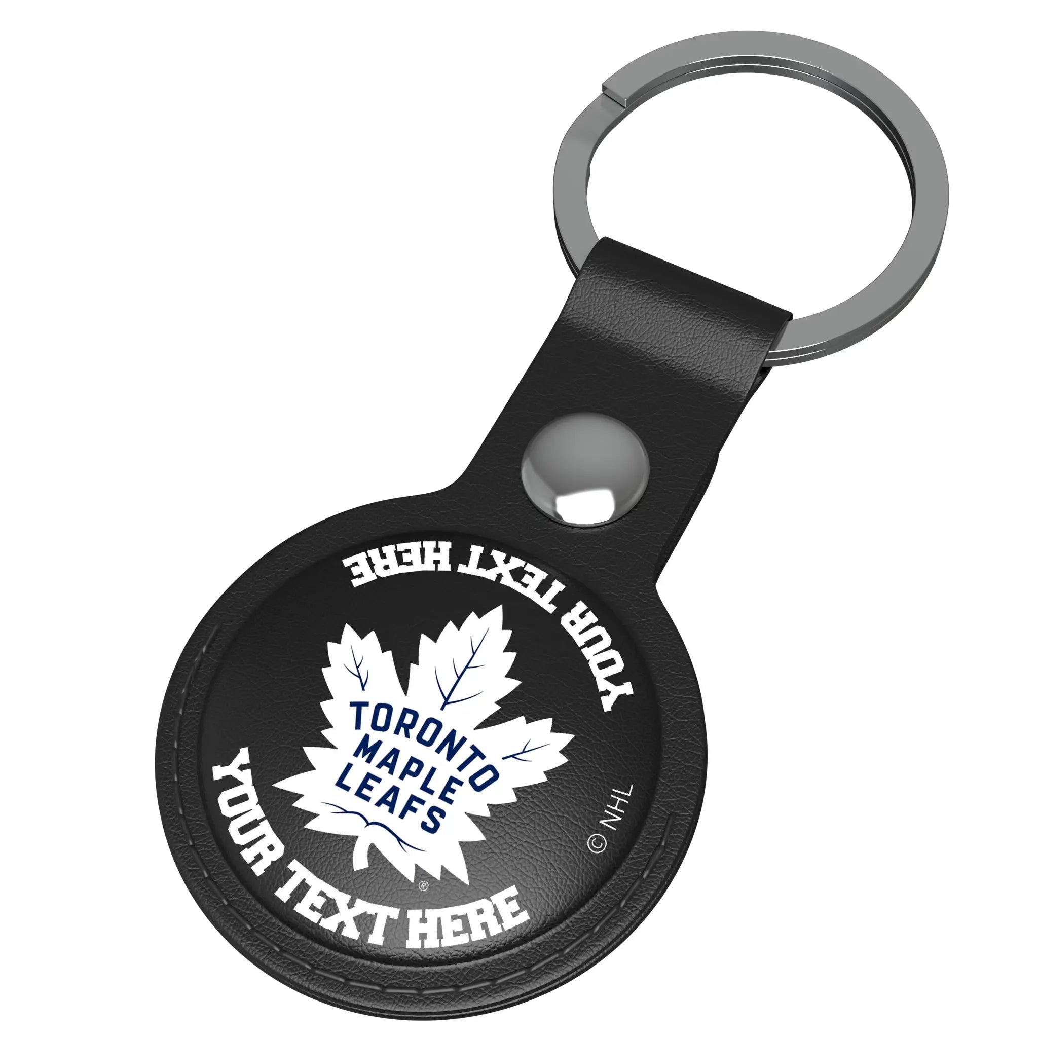 Toronto Maple Leafs Personalized Insignia AirTag Black Airtag Holder - Isometric View