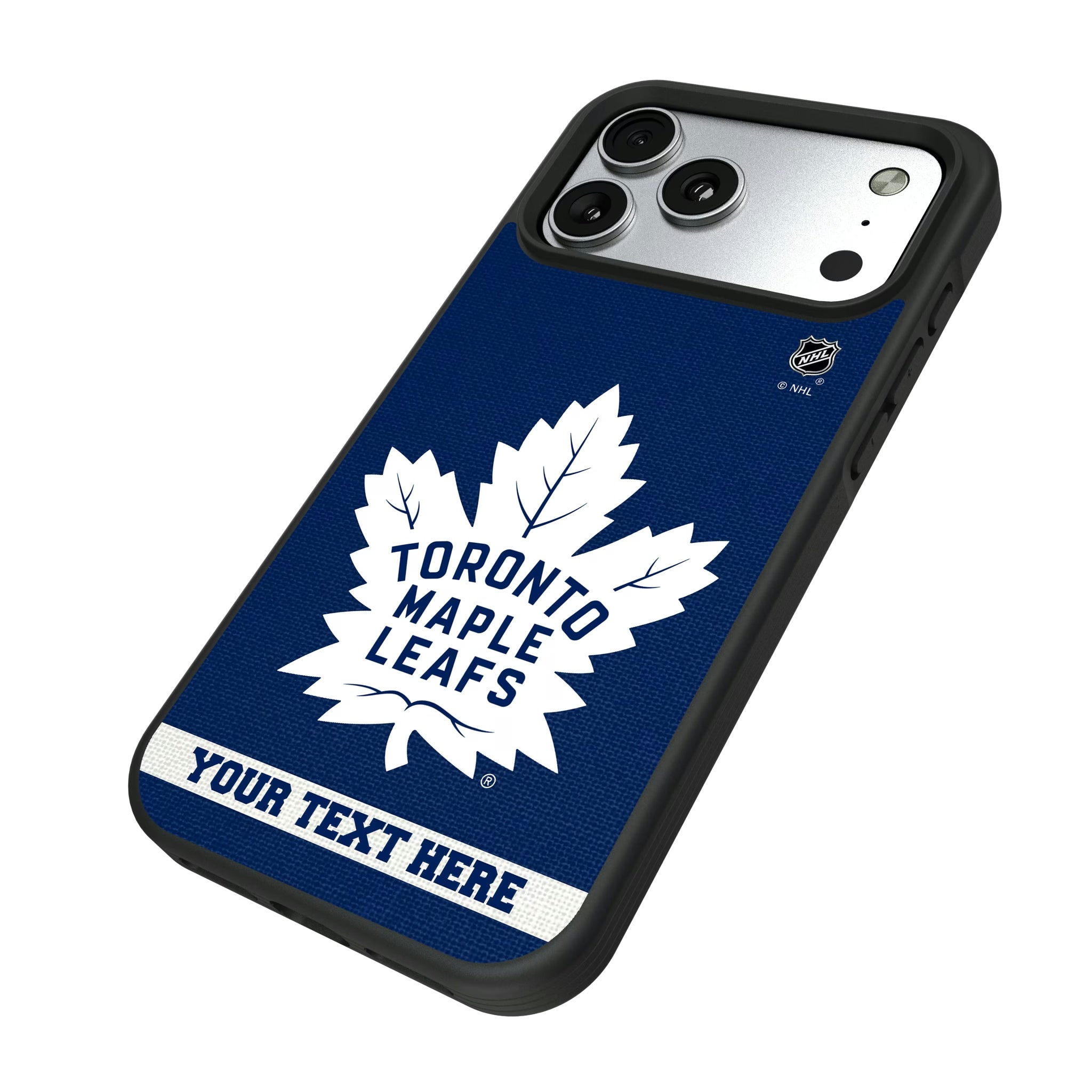 Toronto Maple Leafs Personalized Stripe iPhone Bump Phone Case for Apple iPhone - Isometric View#Device_iPhone 17 Pro Max