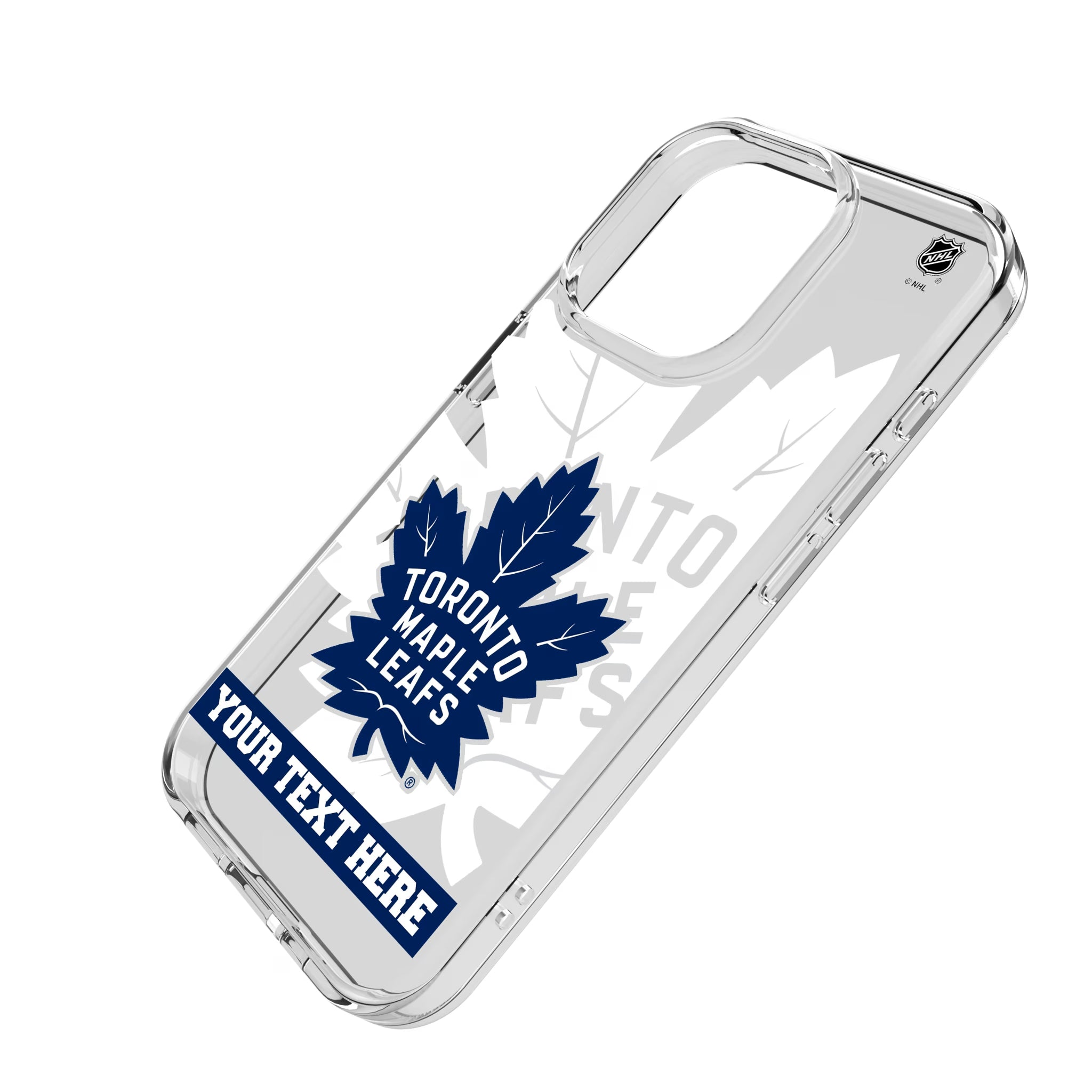 Toronto Maple Leafs Personalized Tilt iPhone Clear Phone Case for Apple iPhone - Isometric View