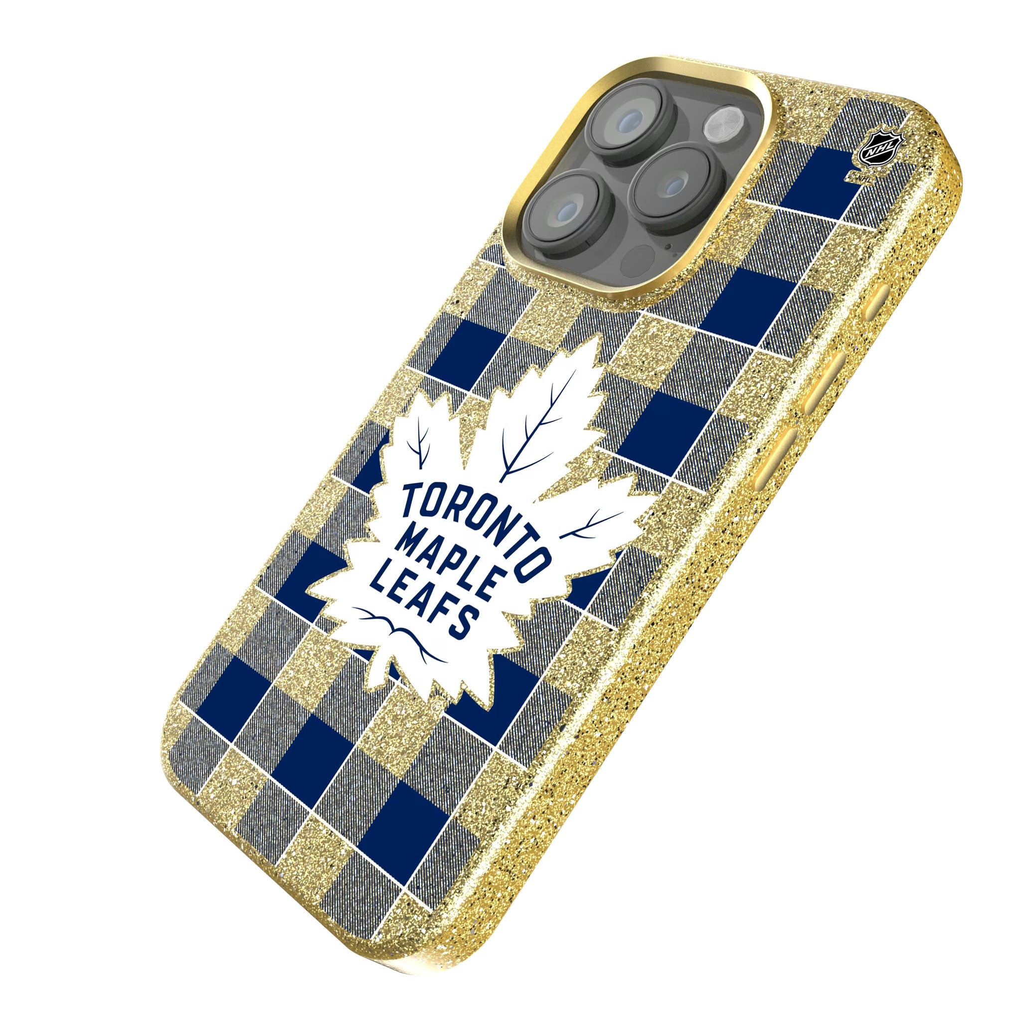 Toronto Maple Leafs Plaid iPhone Bling Phone Case for Apple iPhone - Isometric View