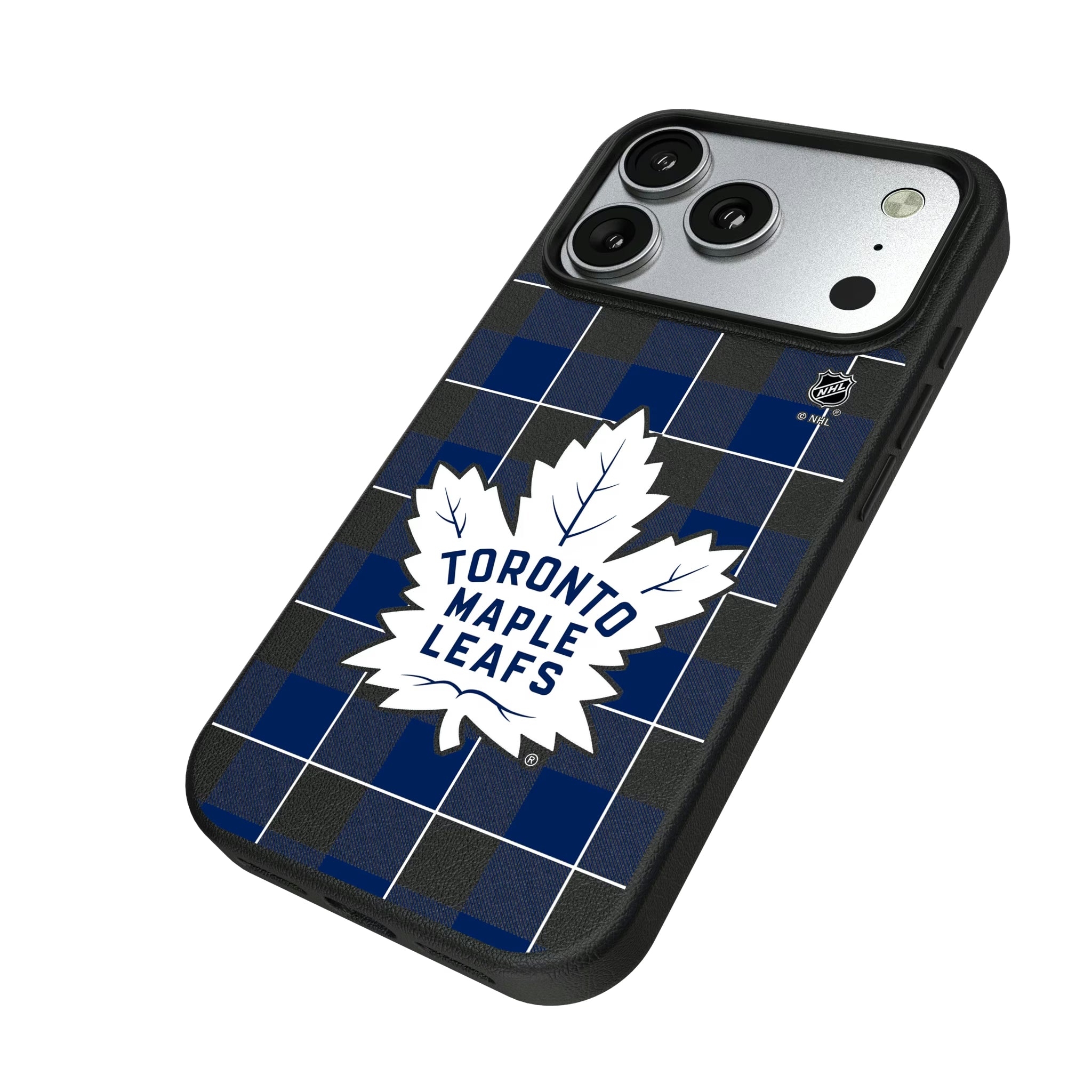 Toronto Maple Leafs Plaid iPhone MagSafe Compatible Phone Case for Apple iPhone - Isometric View#Device_iPhone 17 Pro