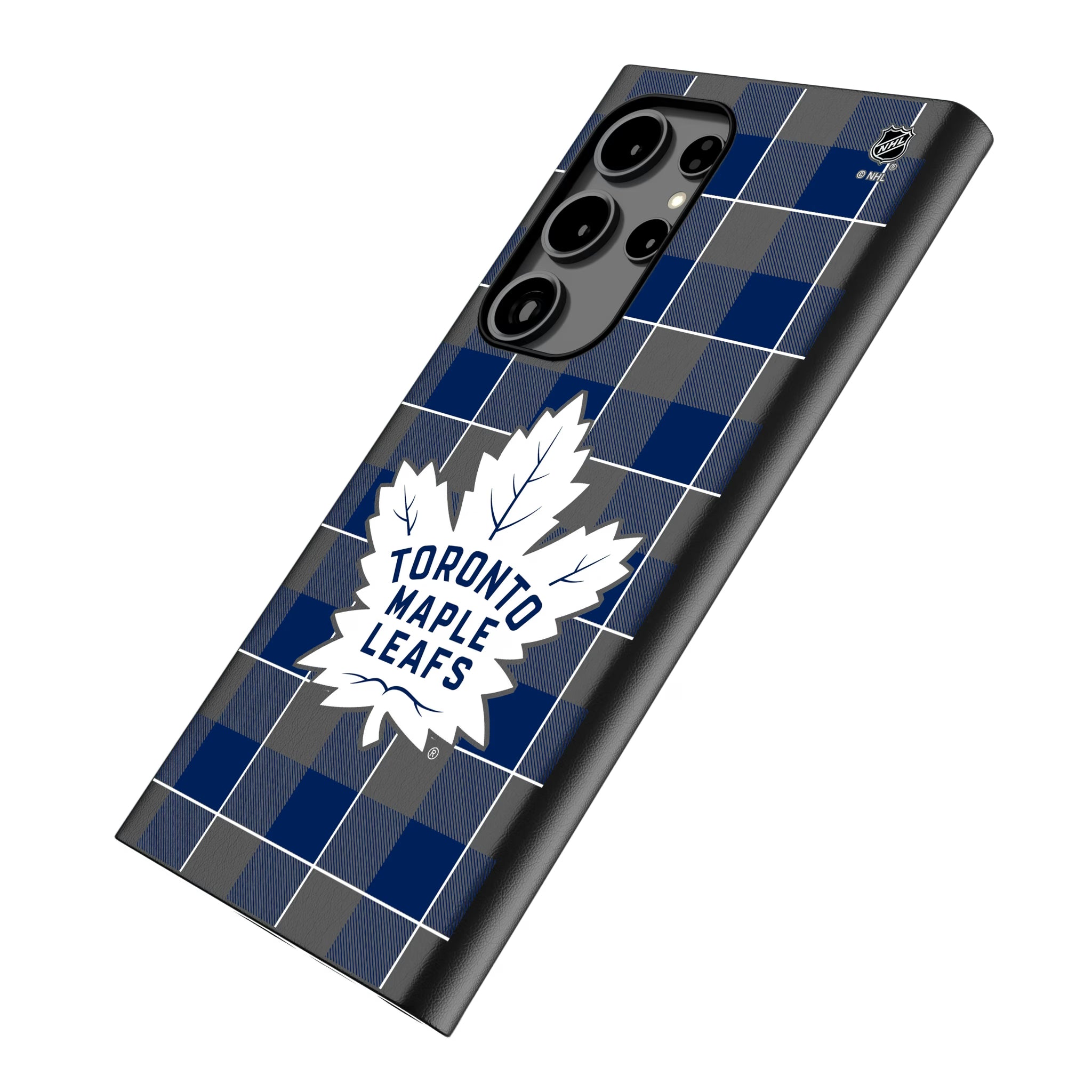 Toronto Maple Leafs Plaid Galaxy MagSafe Compatible Phone Case for Samsung Galaxy - Isometric View