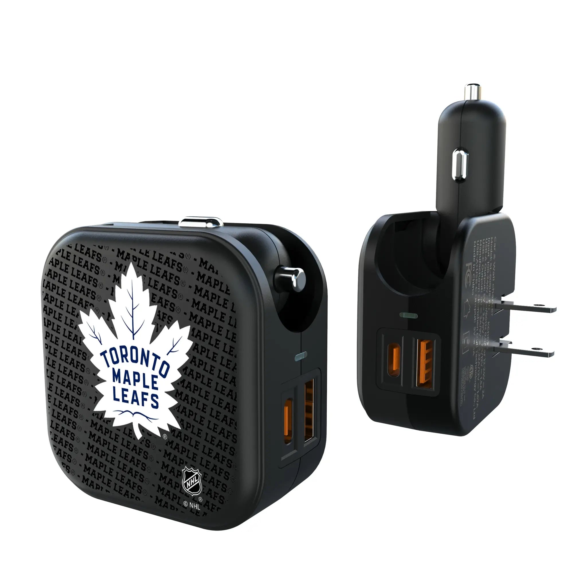 Toronto Maple Leafs Text Backdrop 2 in 1 USB A/C Charger