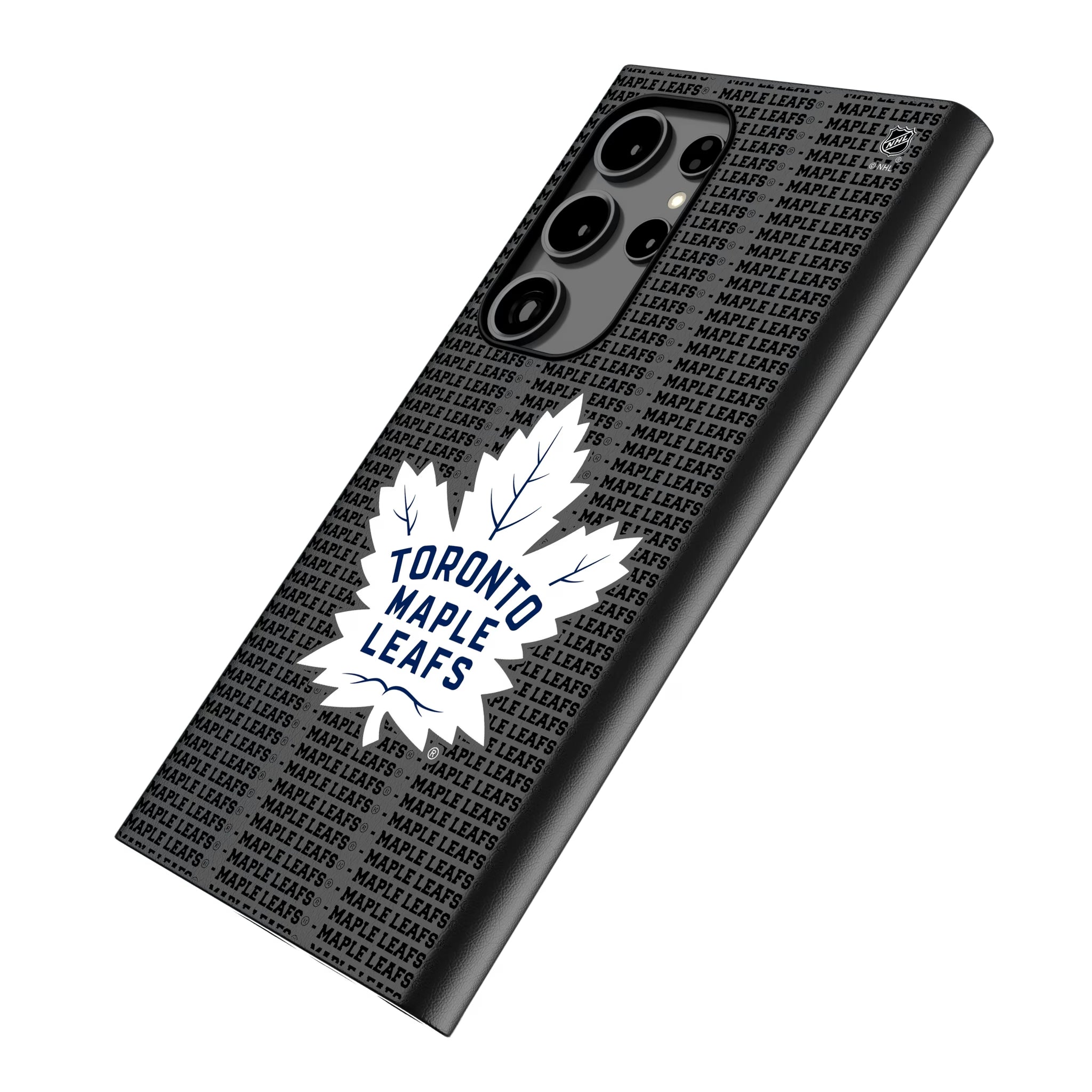 Toronto Maple Leafs Text Backdrop Galaxy MagSafe Compatible Phone Case for Samsung Galaxy - Isometric View