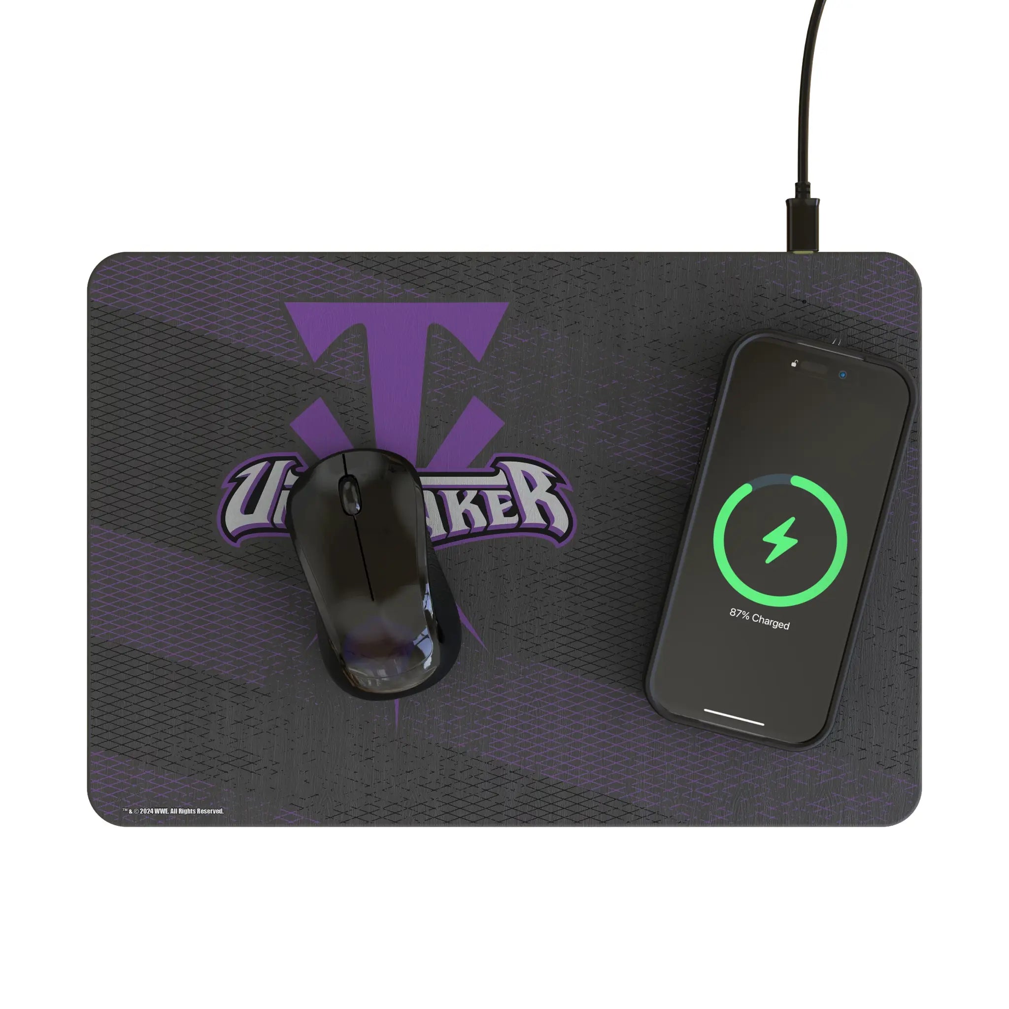 Undertaker Steel 15-Watt Wireless Charger and Mouse Pad - Lifestyle