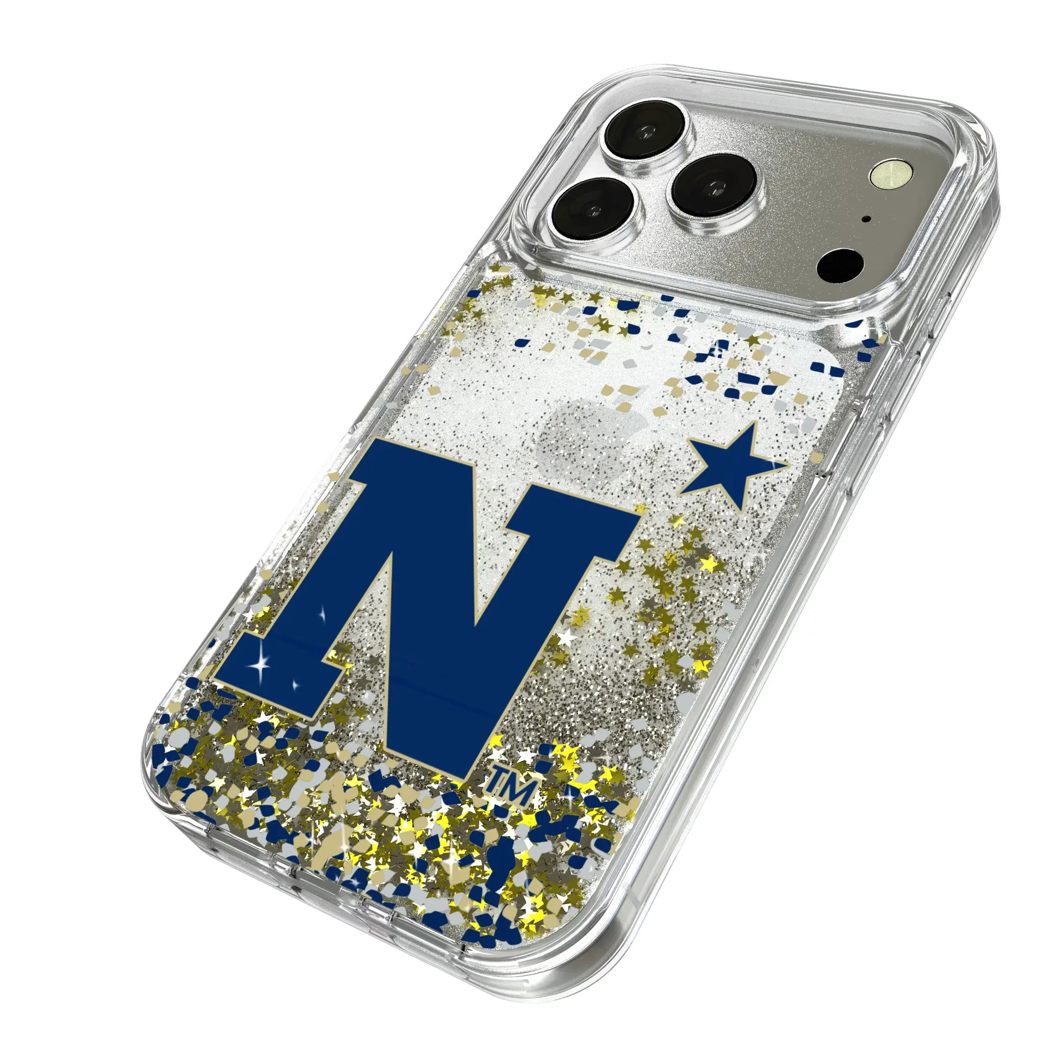 United State Naval Academy Midshipmen Confetti iPhone Glitter Phone Case for Apple iPhone - Isometric View