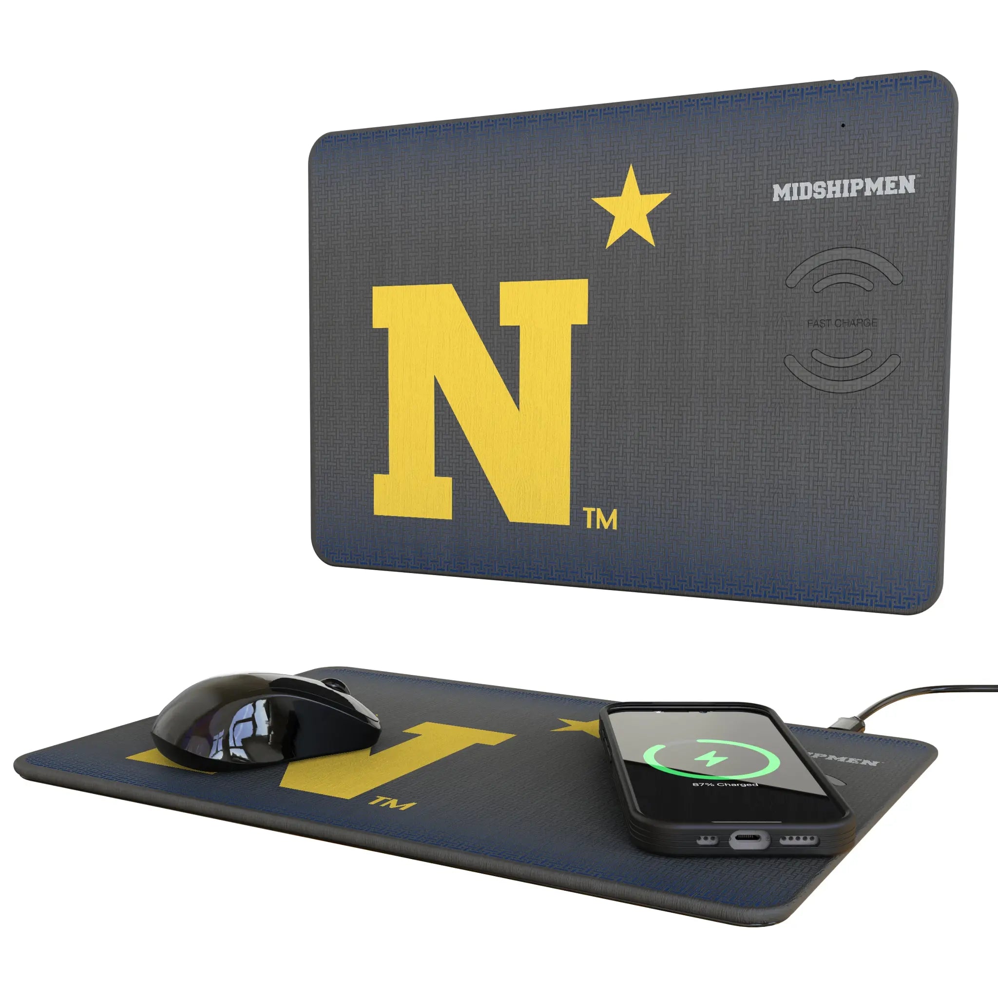 United State Naval Academy Midshipmen Linen 15-Watt Wireless Charger and Mouse Pad
