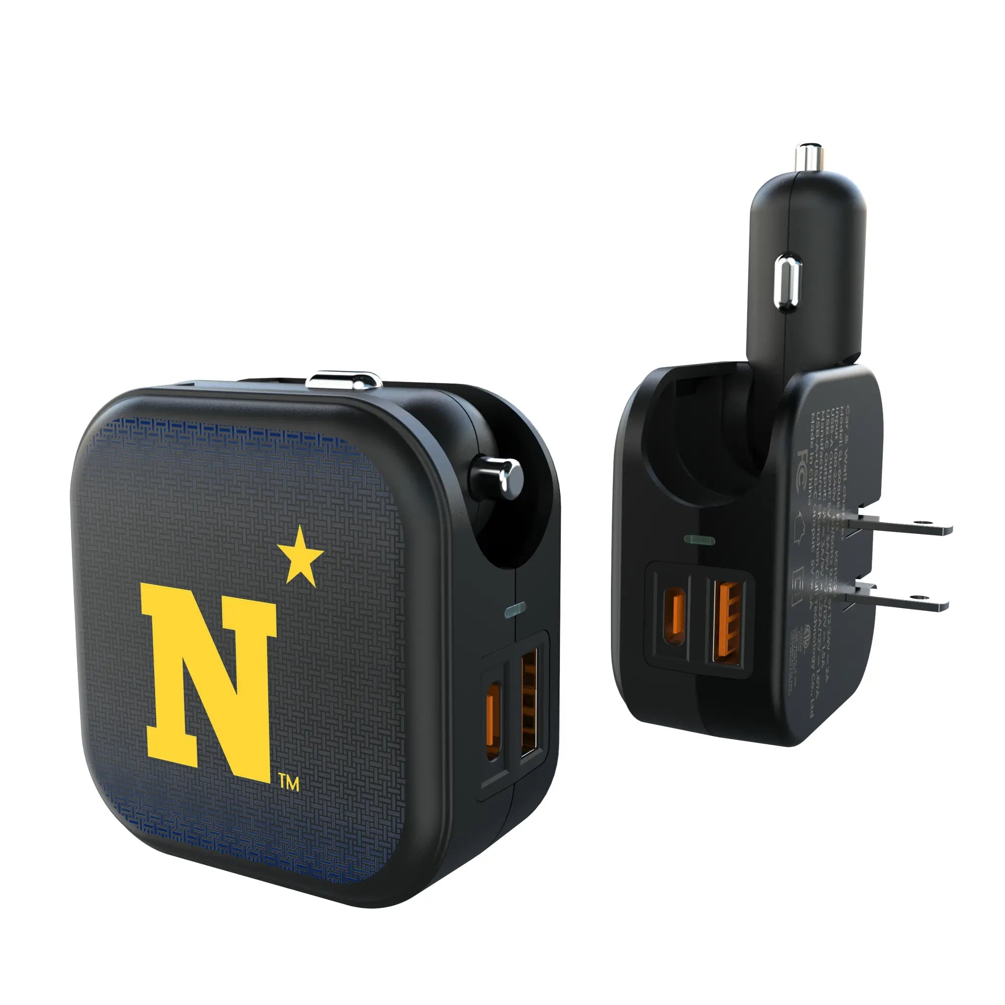United State Naval Academy Midshipmen Linen 2 in 1 USB A/C Charger