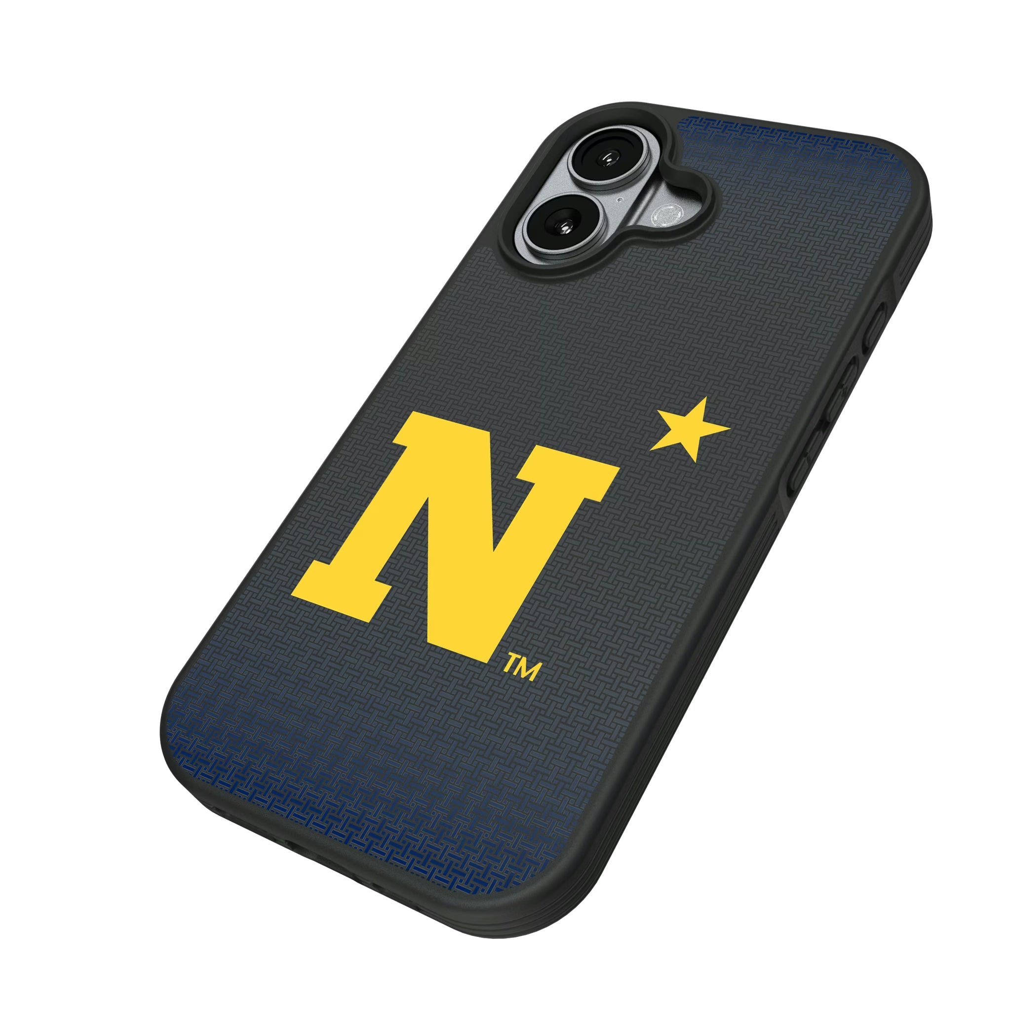 United State Naval Academy Midshipmen Linen iPhone Bump Phone Case for Apple iPhone - Isometric View#Device_iPhone 17