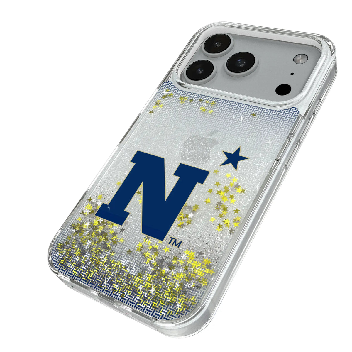 United State Naval Academy Midshipmen Linen iPhone Glitter Phone Case for Apple iPhone - Isometric View#Device_iPhone 18 Pro