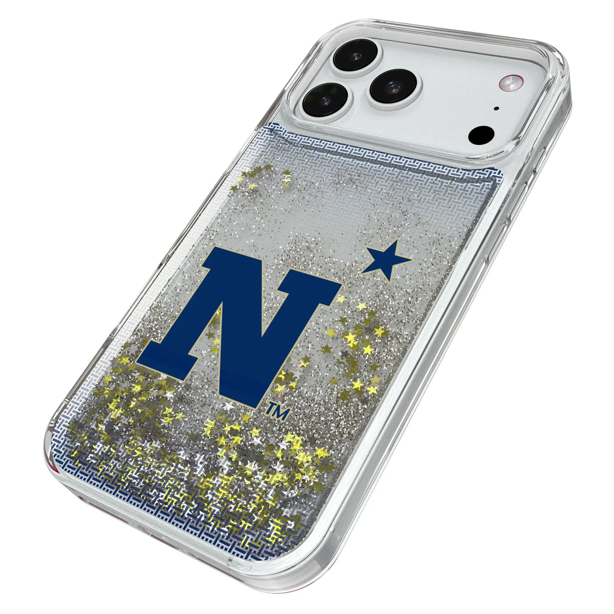 United State Naval Academy Midshipmen Linen iPhone Glitter Phone Case for Apple iPhone - Isometric View#Device_iPhone 18 Pro Max