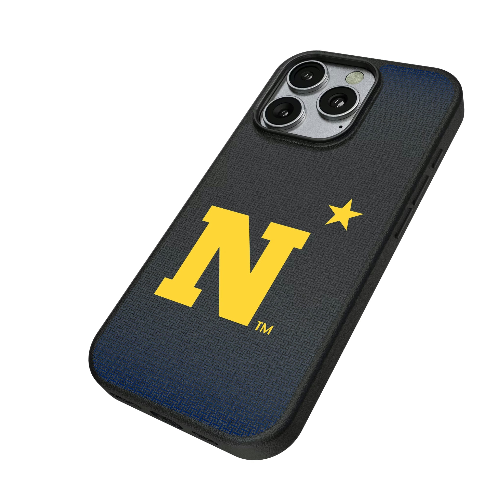 United State Naval Academy Midshipmen Linen iPhone MagSafe Compatible Phone Case for Apple iPhone - Isometric View