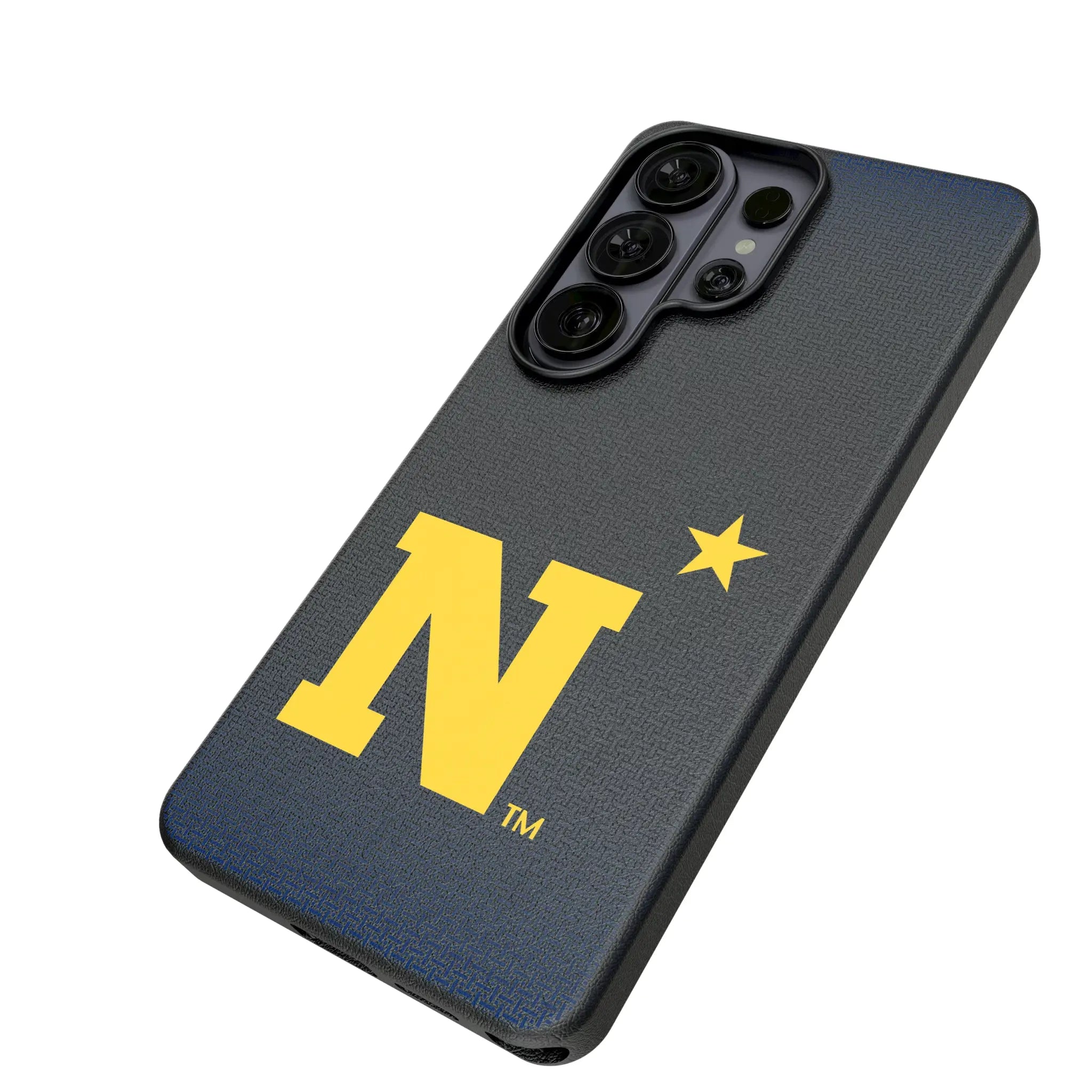 United State Naval Academy Midshipmen Linen Galaxy MagSafe Compatible Phone Case for Samsung Galaxy - Isometric View#Device_Galaxy S26 Ultra