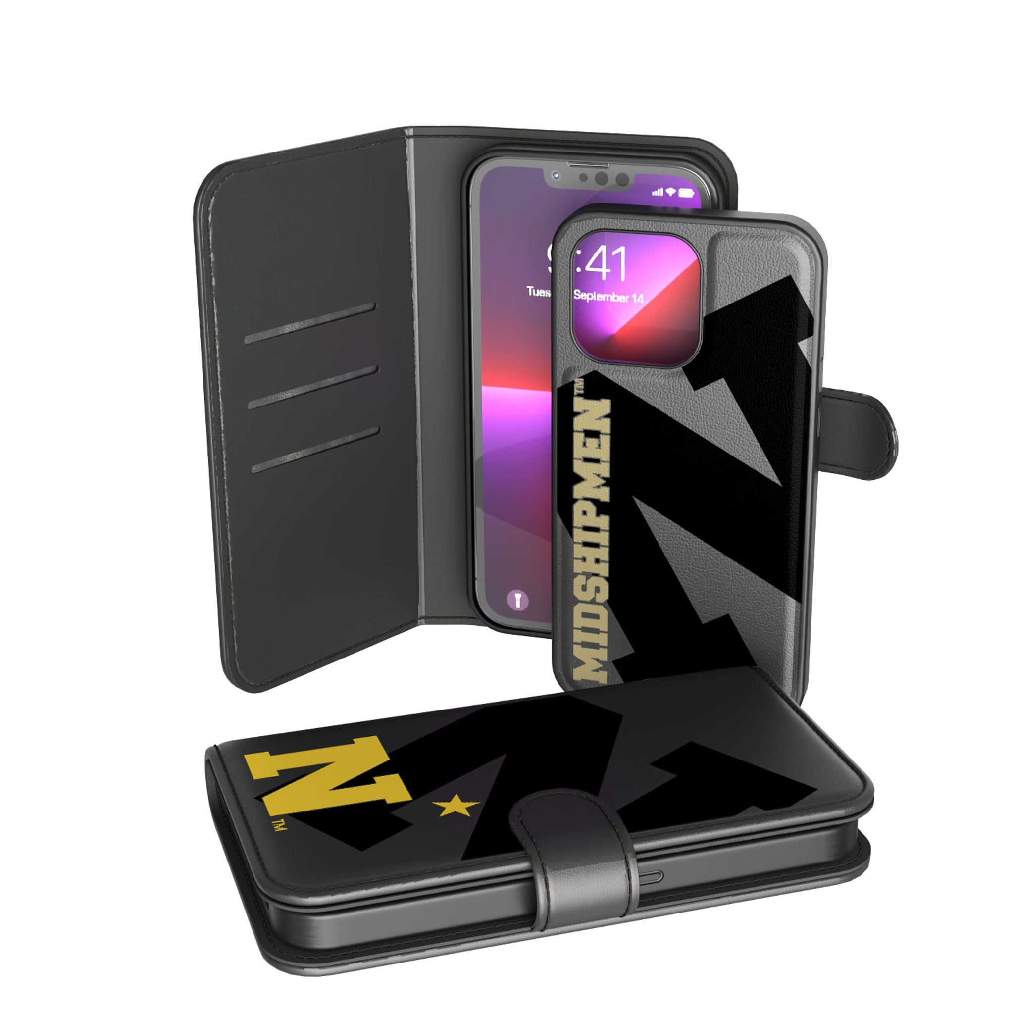 United State Naval Academy Midshipmen Monocolor Tilt iPhone Wallet Phone Case for Apple iPhone