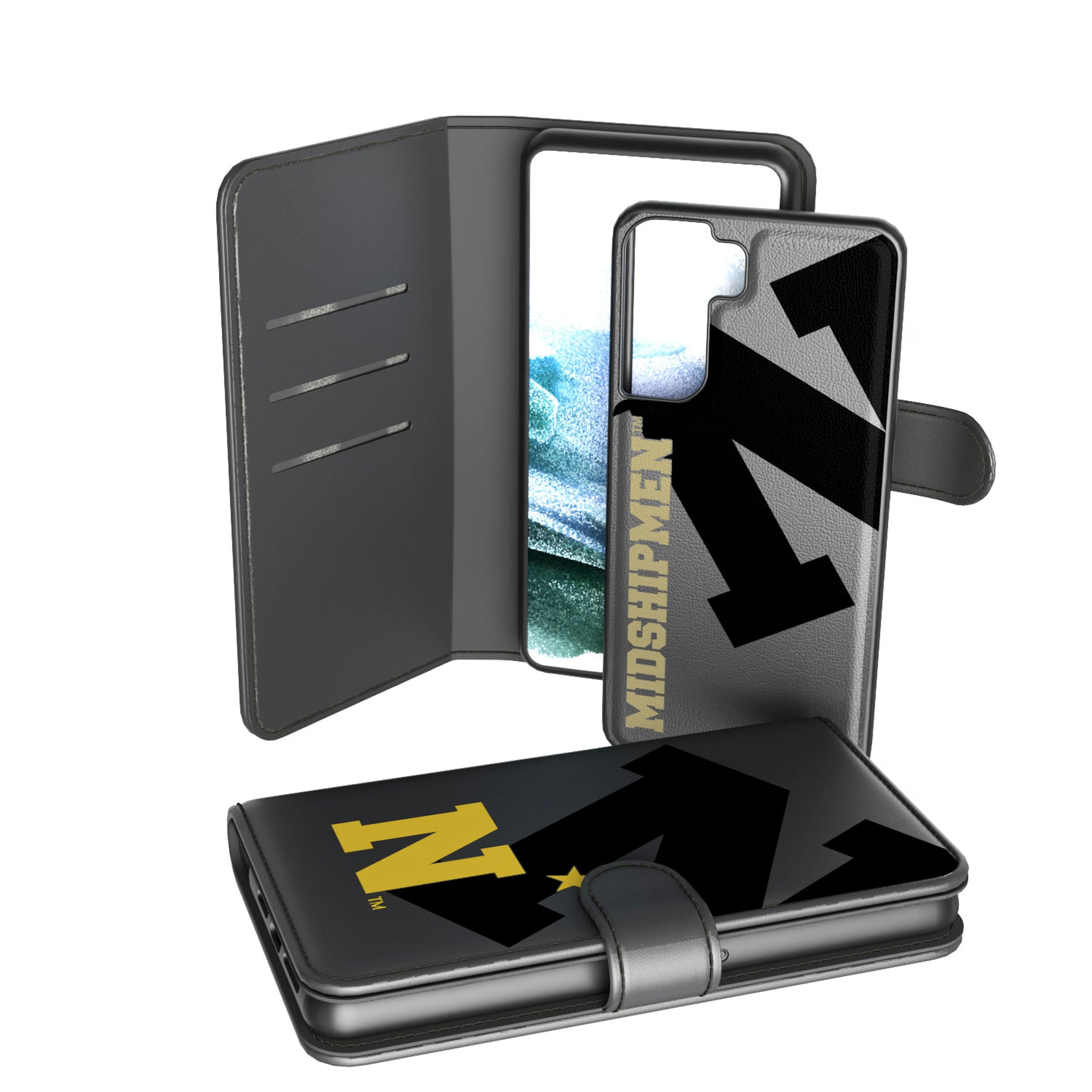 United State Naval Academy Midshipmen Monocolor Tilt Galaxy Wallet Phone Case for Samsung Galaxy