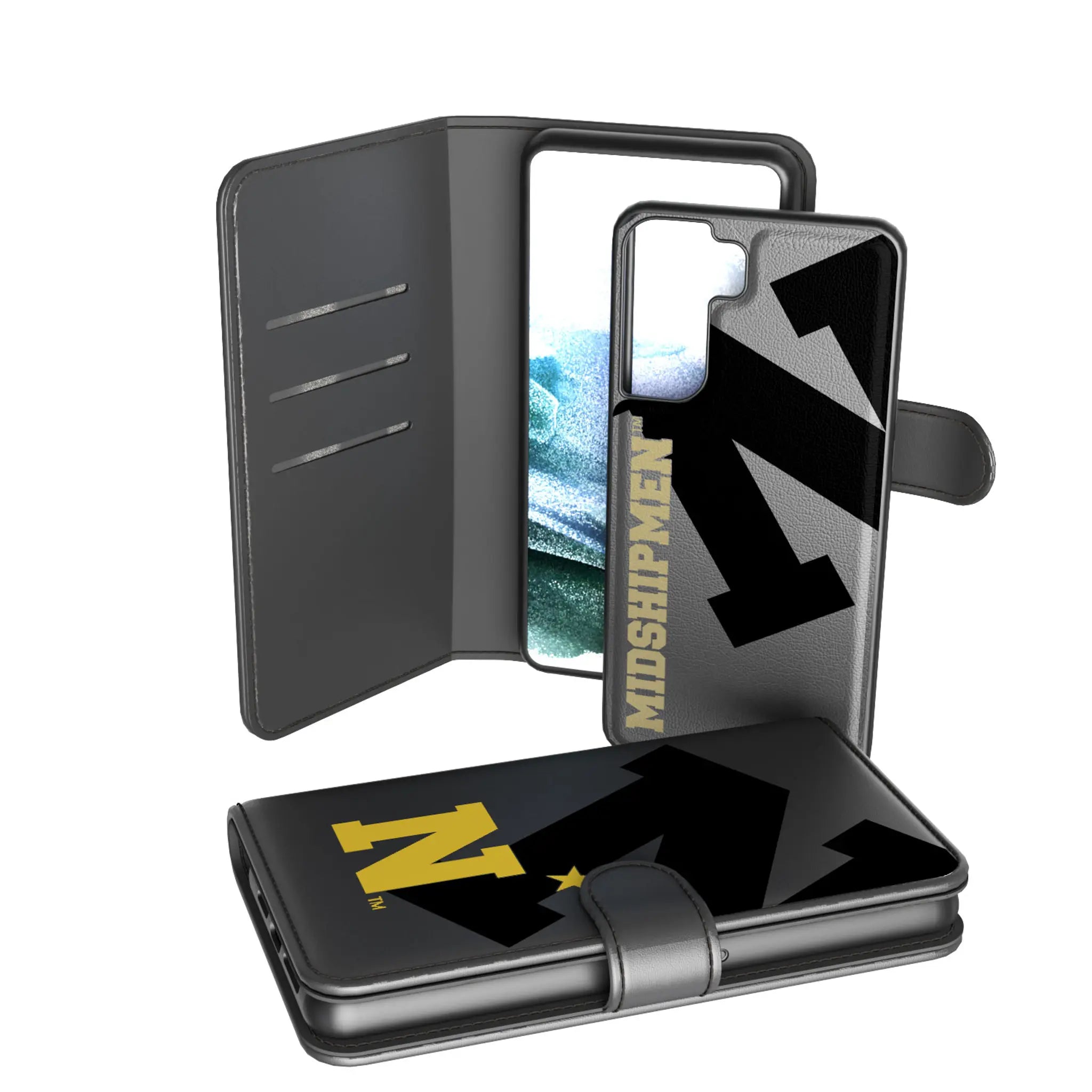 United State Naval Academy Midshipmen Monocolor Tilt Galaxy Wallet Phone Case for Samsung Galaxy