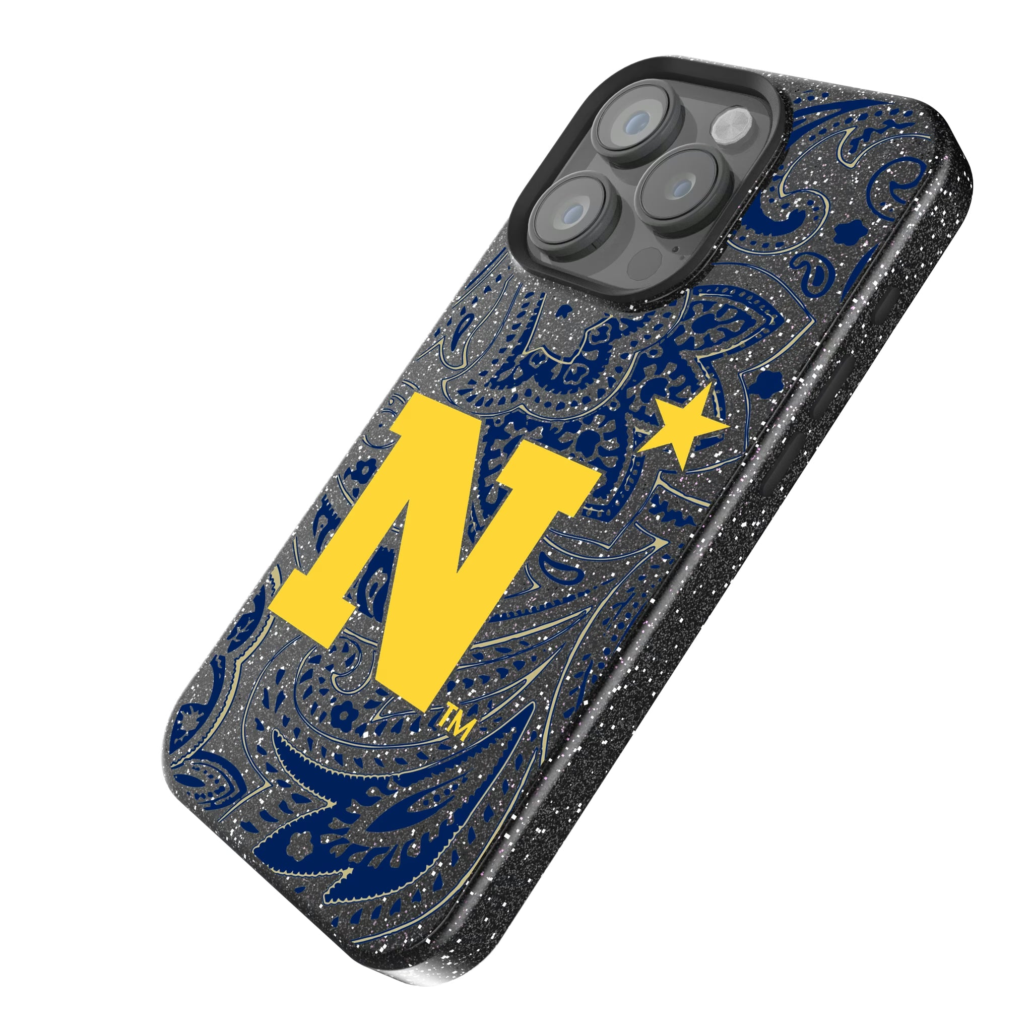 United State Naval Academy Midshipmen Paisley iPhone Bling Phone Case for Apple iPhone - Isometric View