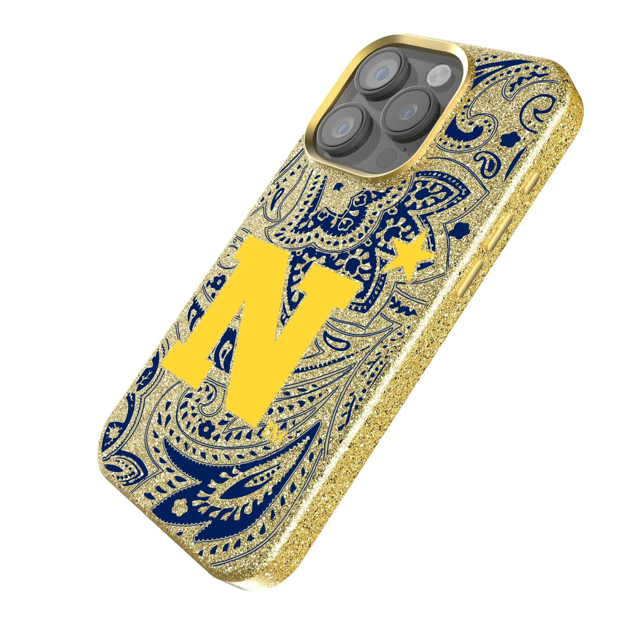 United State Naval Academy Midshipmen Paisley iPhone Bling Phone Case for Apple iPhone - Isometric View