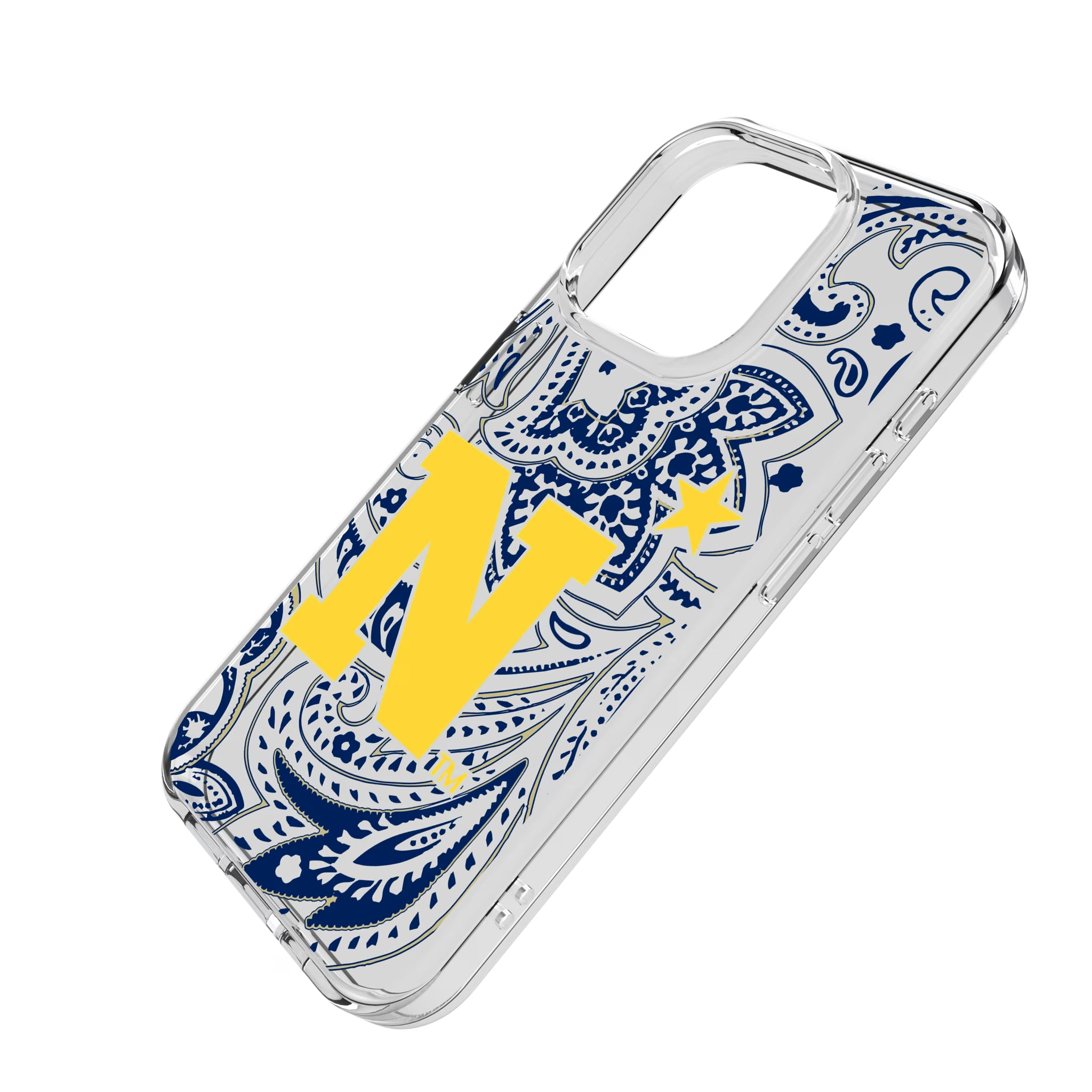 United State Naval Academy Midshipmen Paisley iPhone Clear Phone Case for Apple iPhone - Isometric View