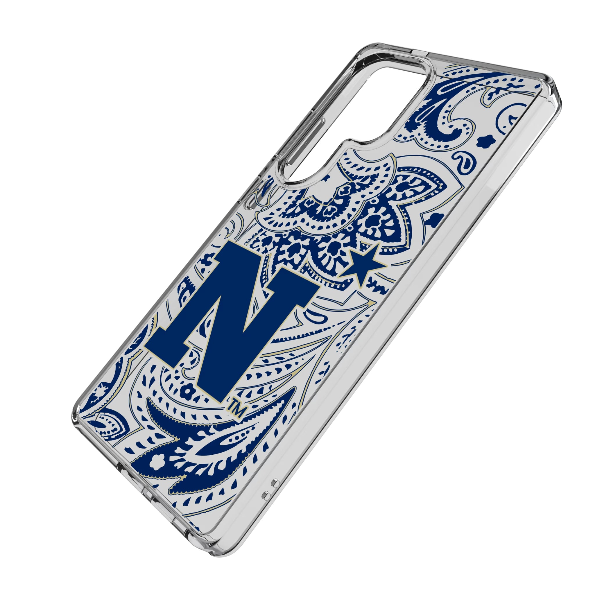 United State Naval Academy Midshipmen Paisley Galaxy Clear Phone Case for Samsung Galaxy - Isometric View