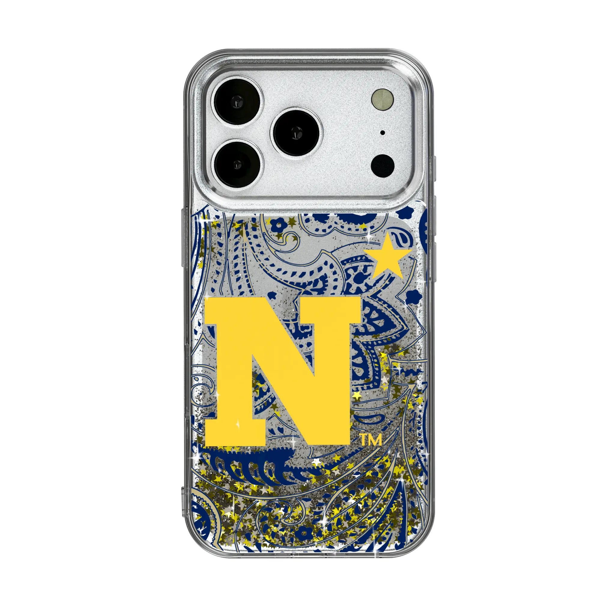 United State Naval Academy Midshipmen Paisley iPhone Glitter Phone Case for Apple iPhone
