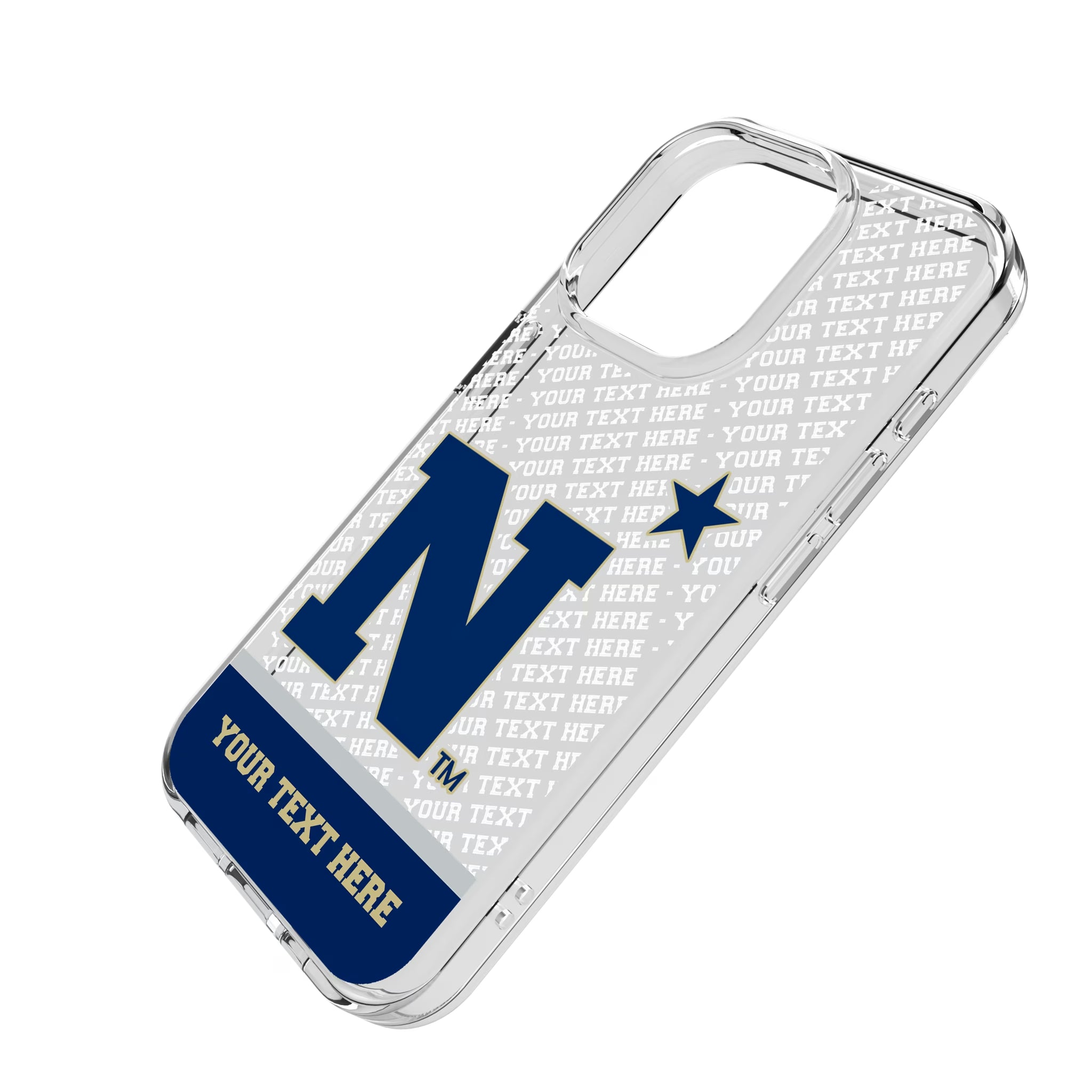 United State Naval Academy Midshipmen Personalized EndZone Plus iPhone Clear Phone Case for Apple iPhone - Isometric View