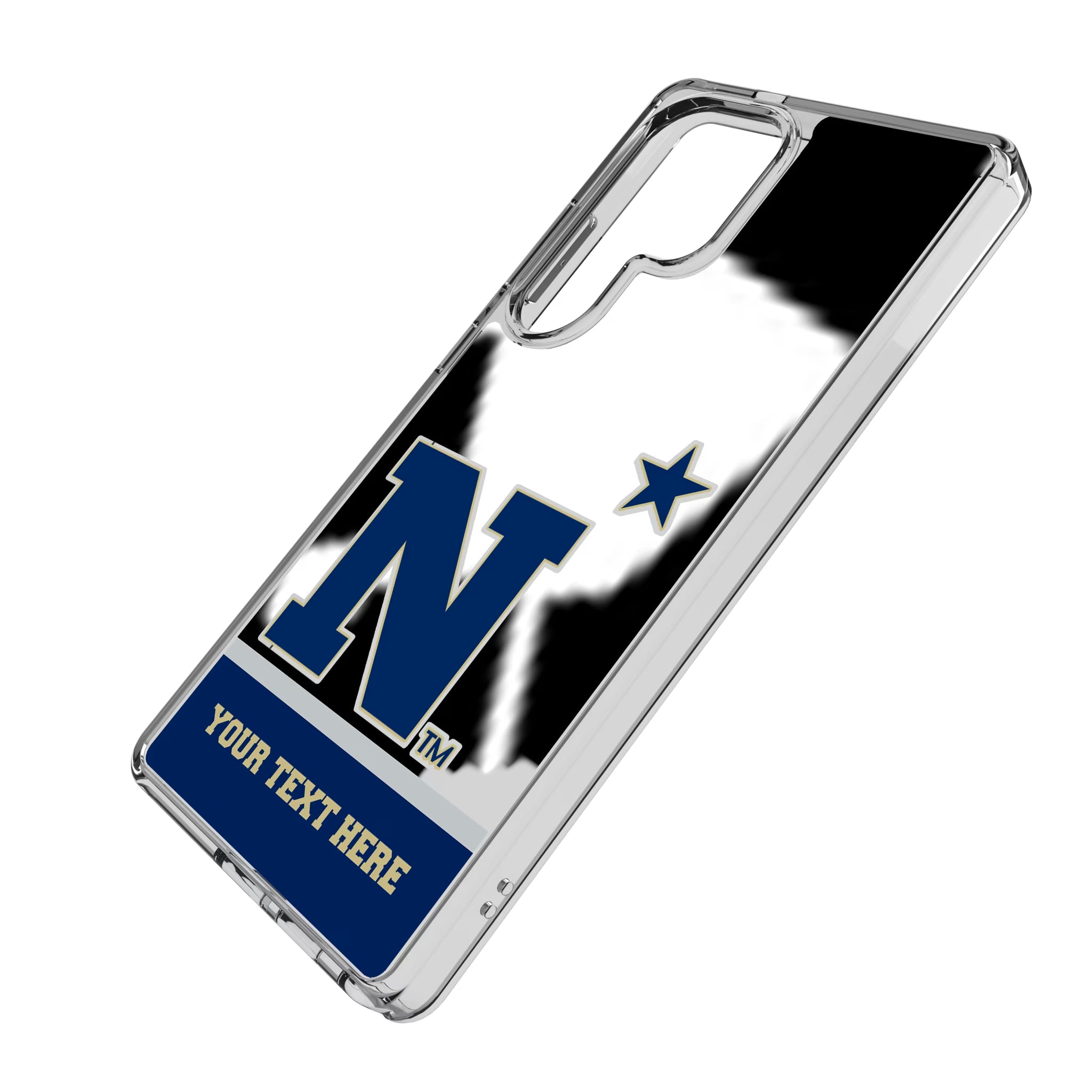United State Naval Academy Midshipmen Personalized EndZone Plus Galaxy Clear Phone Case for Samsung Galaxy - Isometric View