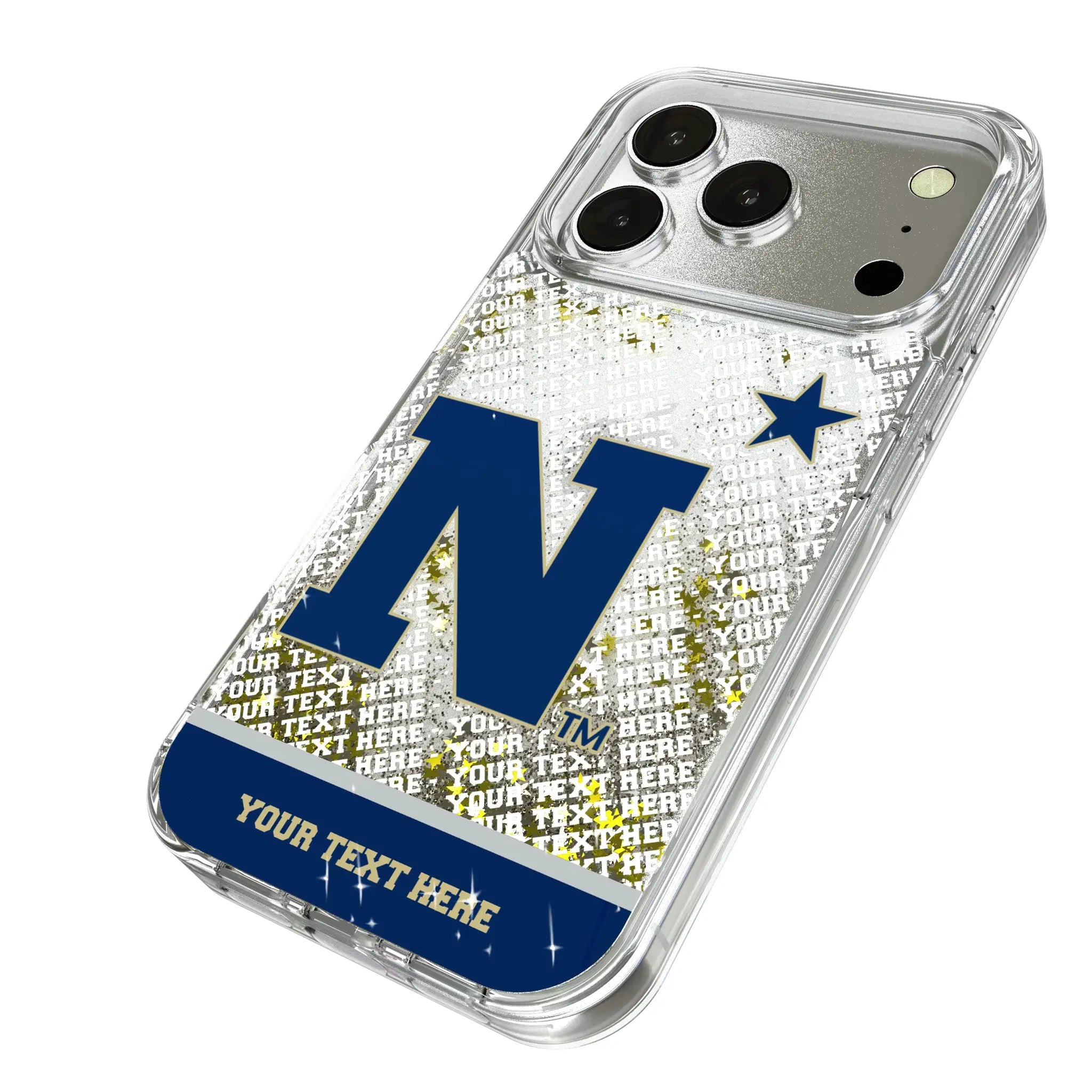 United State Naval Academy Midshipmen Personalized EndZone Plus iPhone Glitter Phone Case for Apple iPhone - Isometric View