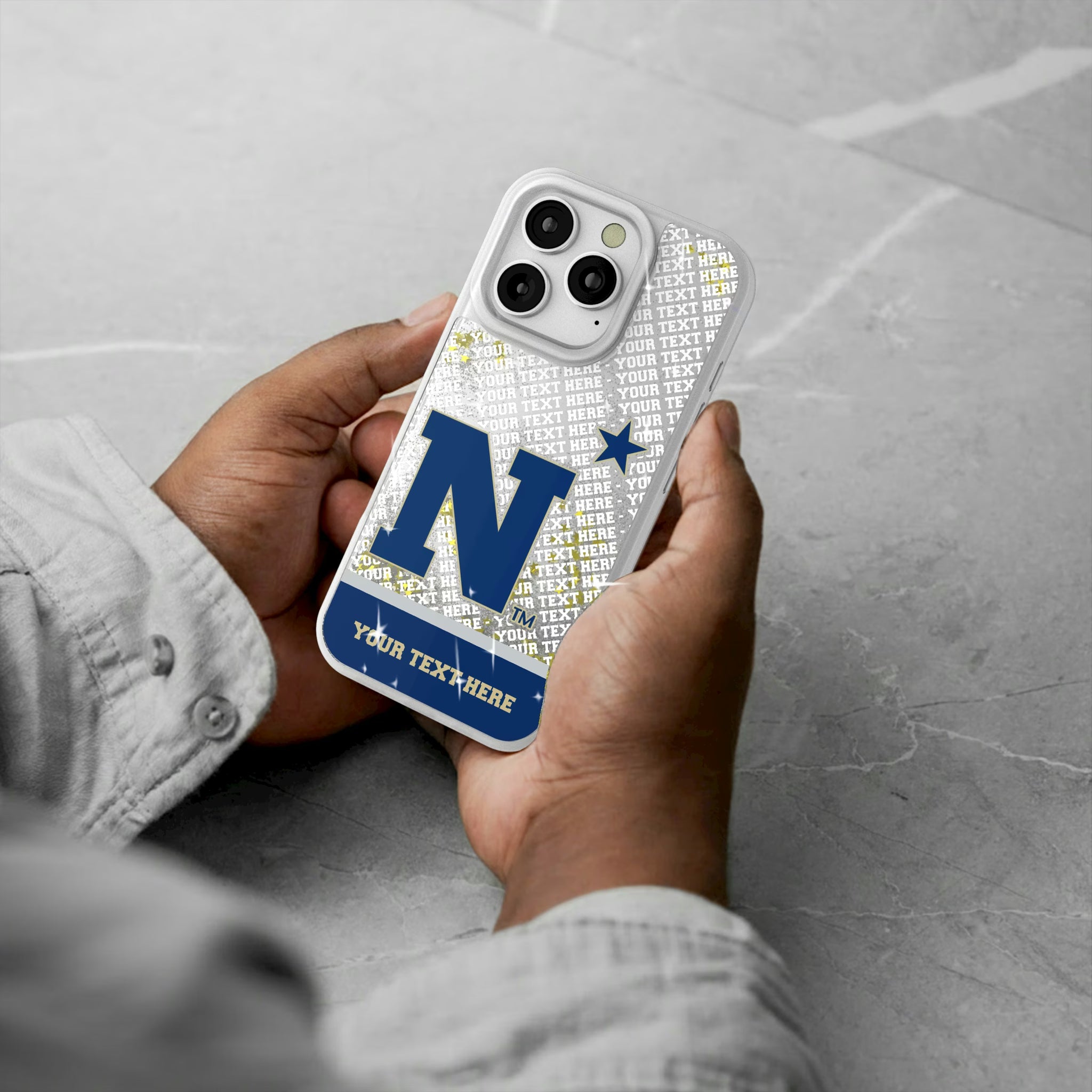 United State Naval Academy Midshipmen Personalized EndZone Plus iPhone Glitter Phone Case for Apple iPhone - Lifestyle#Device_iPhone 16 Pro