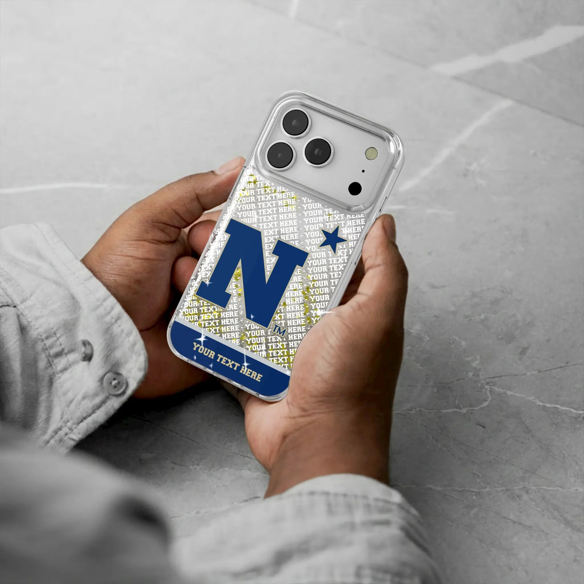 United State Naval Academy Midshipmen Personalized EndZone Plus iPhone Glitter Phone Case for Apple iPhone - Lifestyle#Device_iPhone 17 Pro