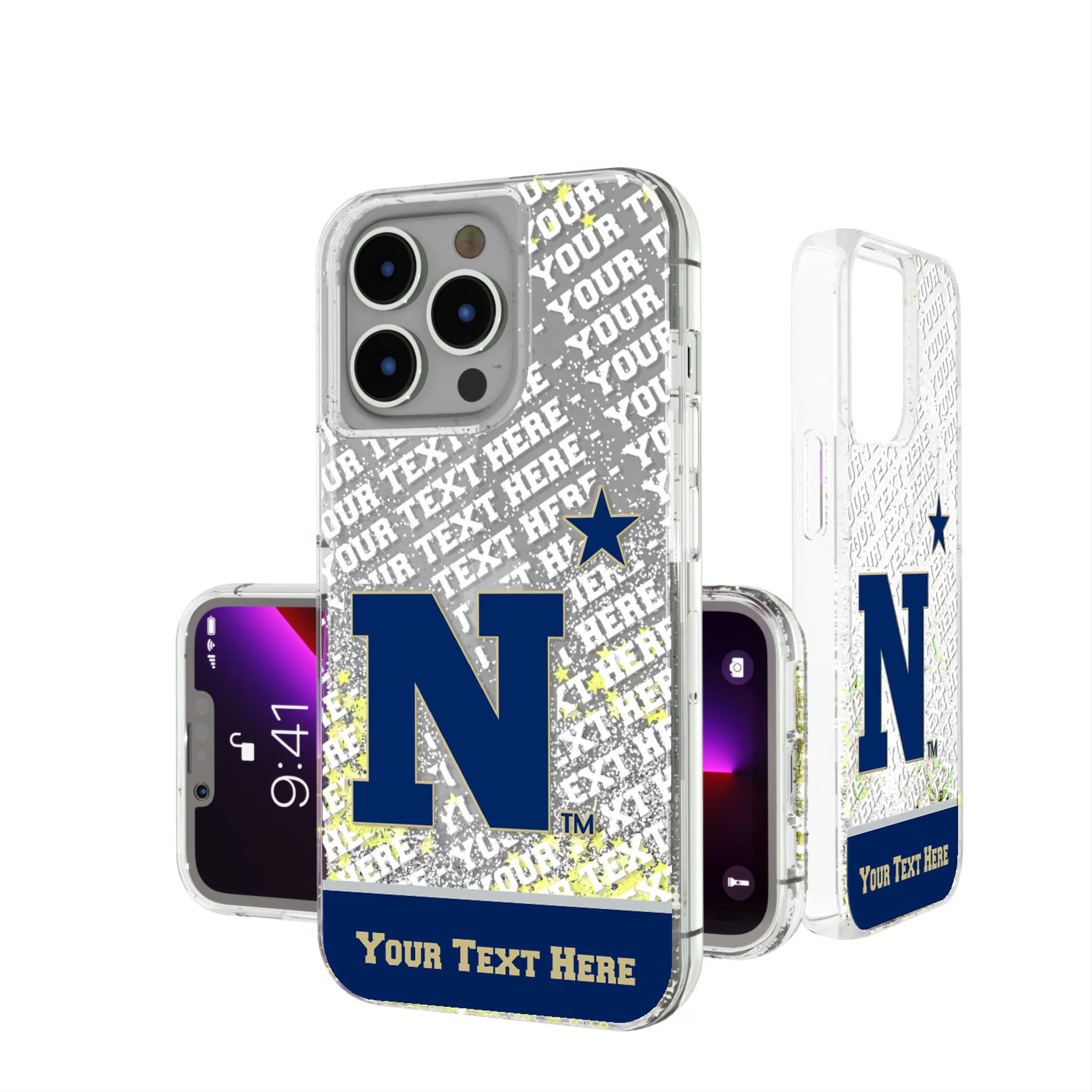 United State Naval Academy Midshipmen Personalized EndZone Plus iPhone Glitter Phone Case for Apple iPhone