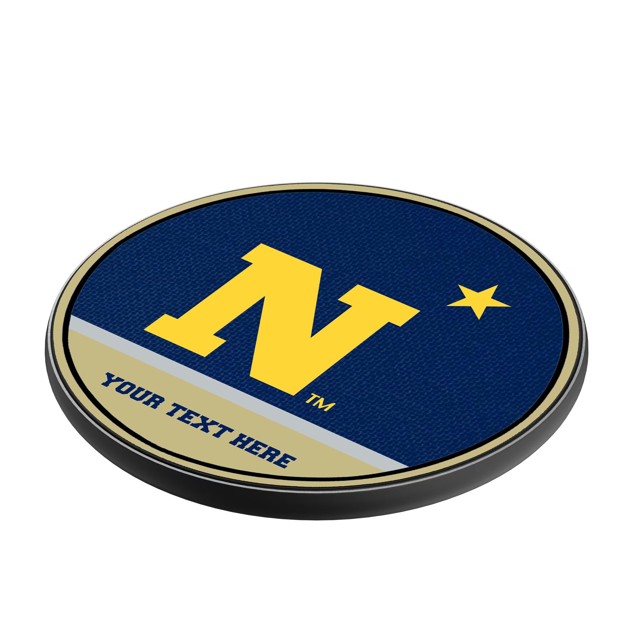 United State Naval Academy Midshipmen Personalized Endzone Solid 15-Watt Wireless Charger - Isometric View