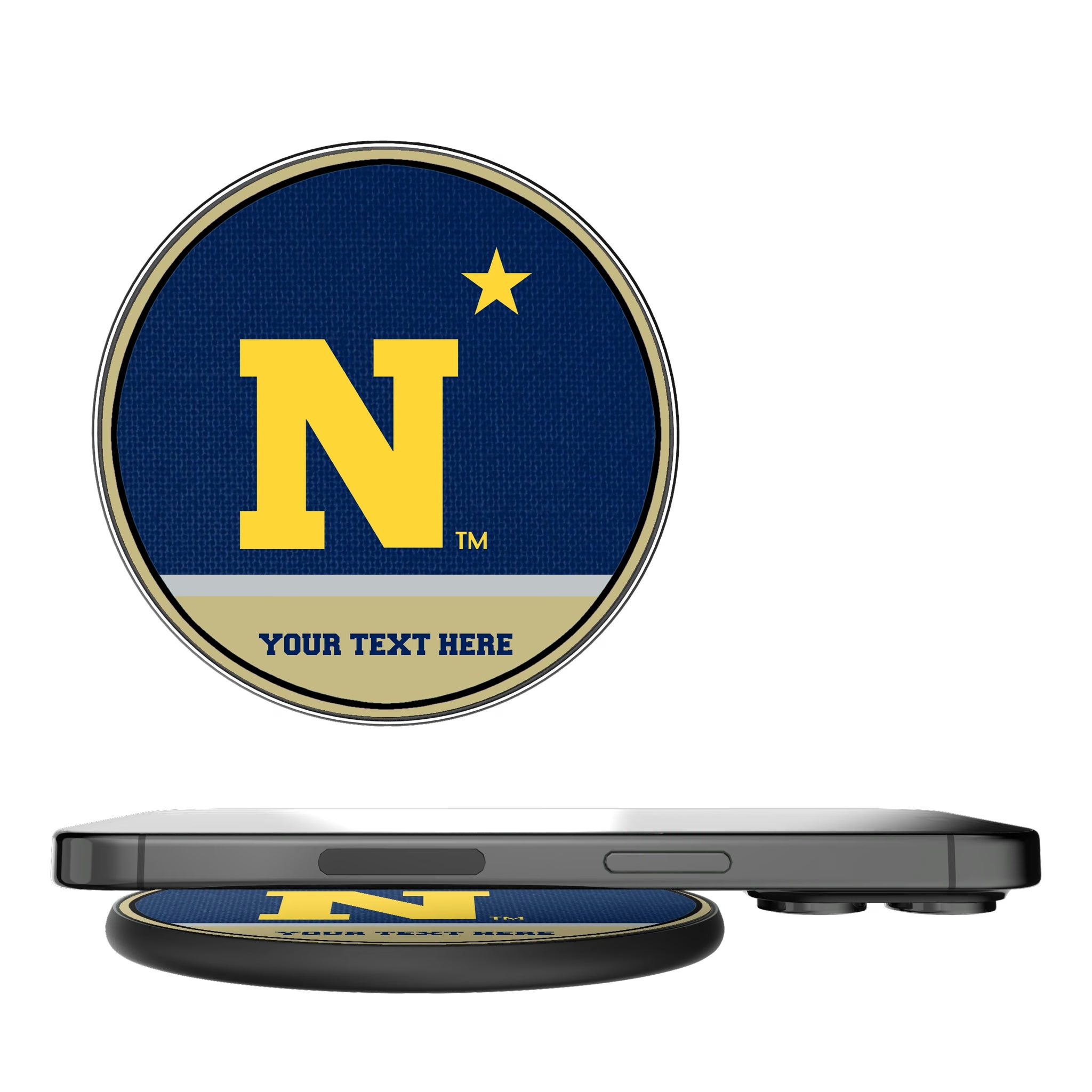 United State Naval Academy Midshipmen Personalized Endzone Solid 15-Watt Wireless Charger