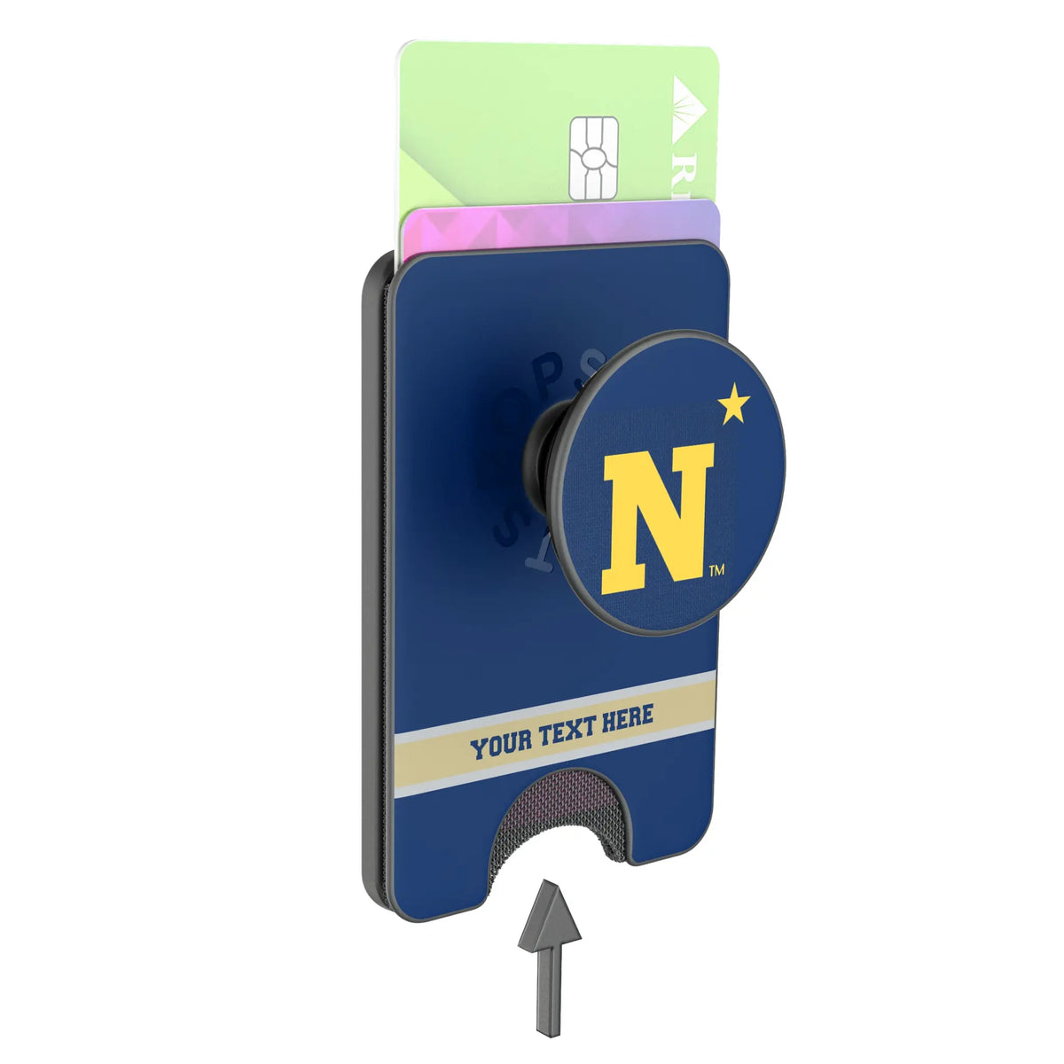 United State Naval Academy Midshipmen Personalized Endzone Solid Popsockets Wallet Magnetic - Detail