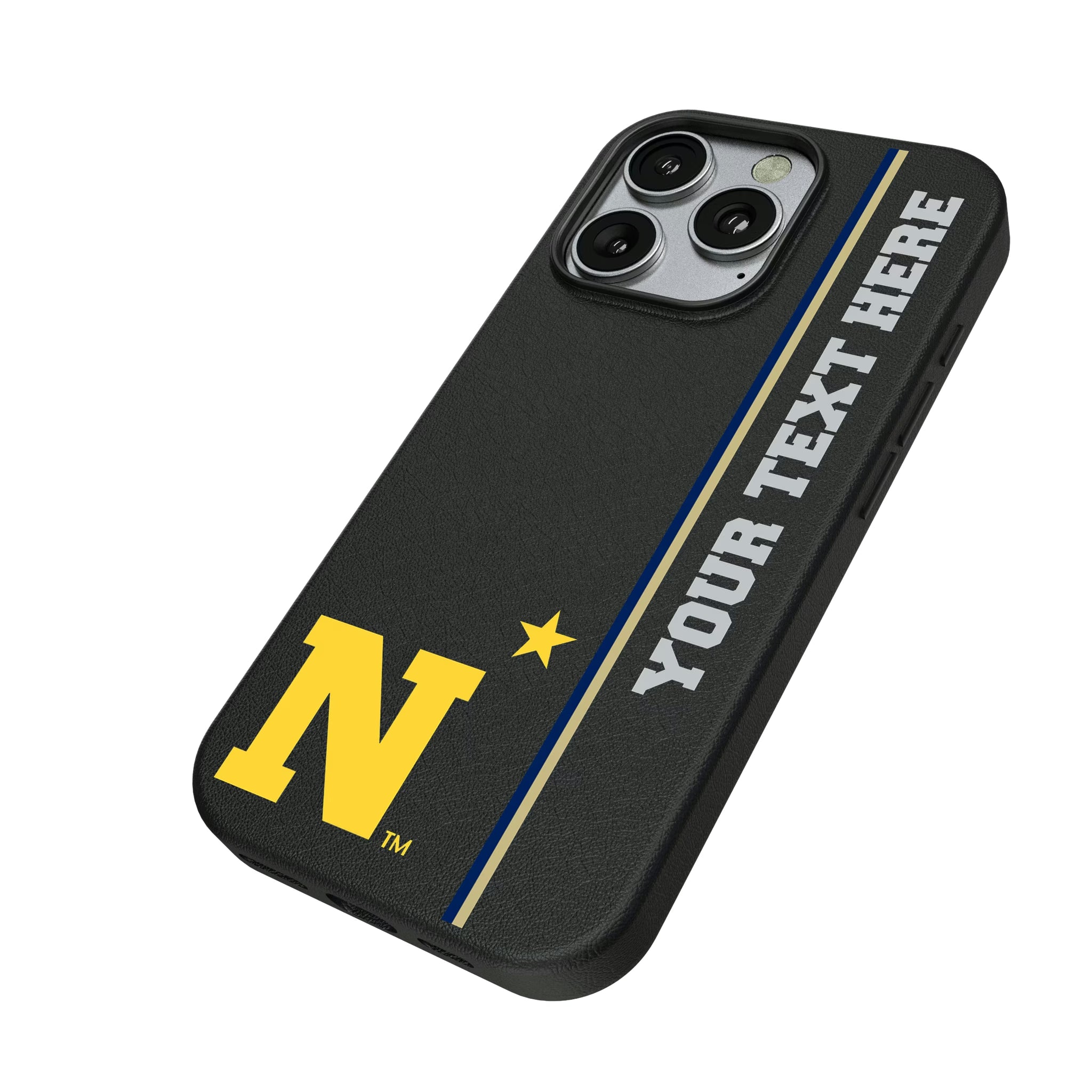 United State Naval Academy Midshipmen Personalized Sidebard iPhone MagSafe Compatible Phone Case for Apple iPhone - Isometric View